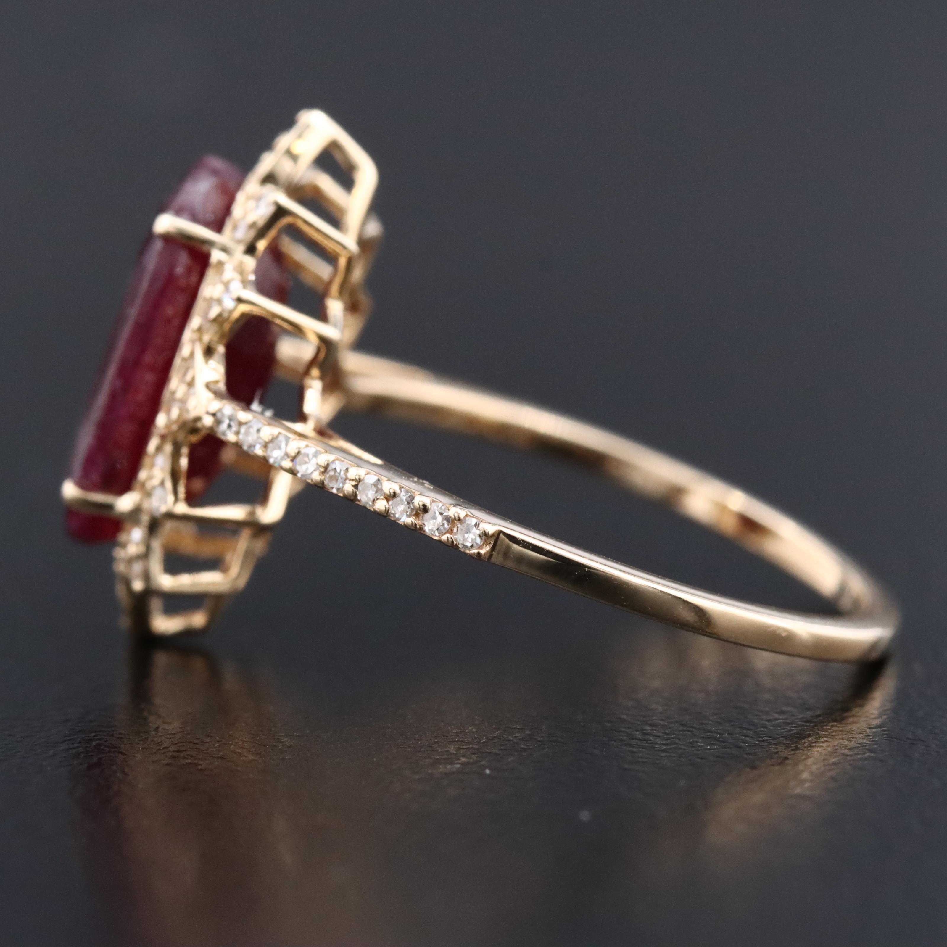 14K 4.22 CT Ruby and Diamond Ring with IGI Jewelry Report