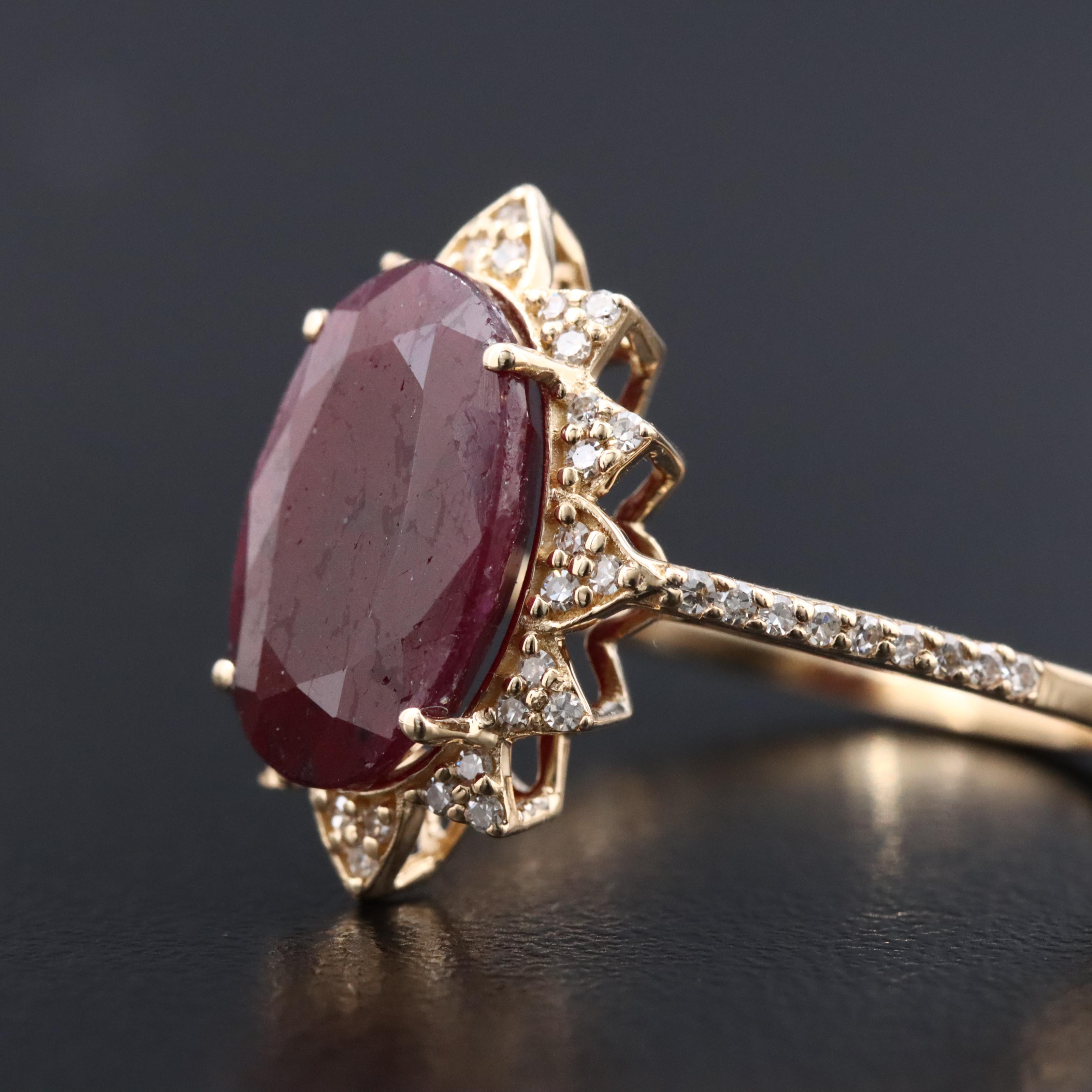 14K 4.22 CT Ruby and Diamond Ring with IGI Jewelry Report