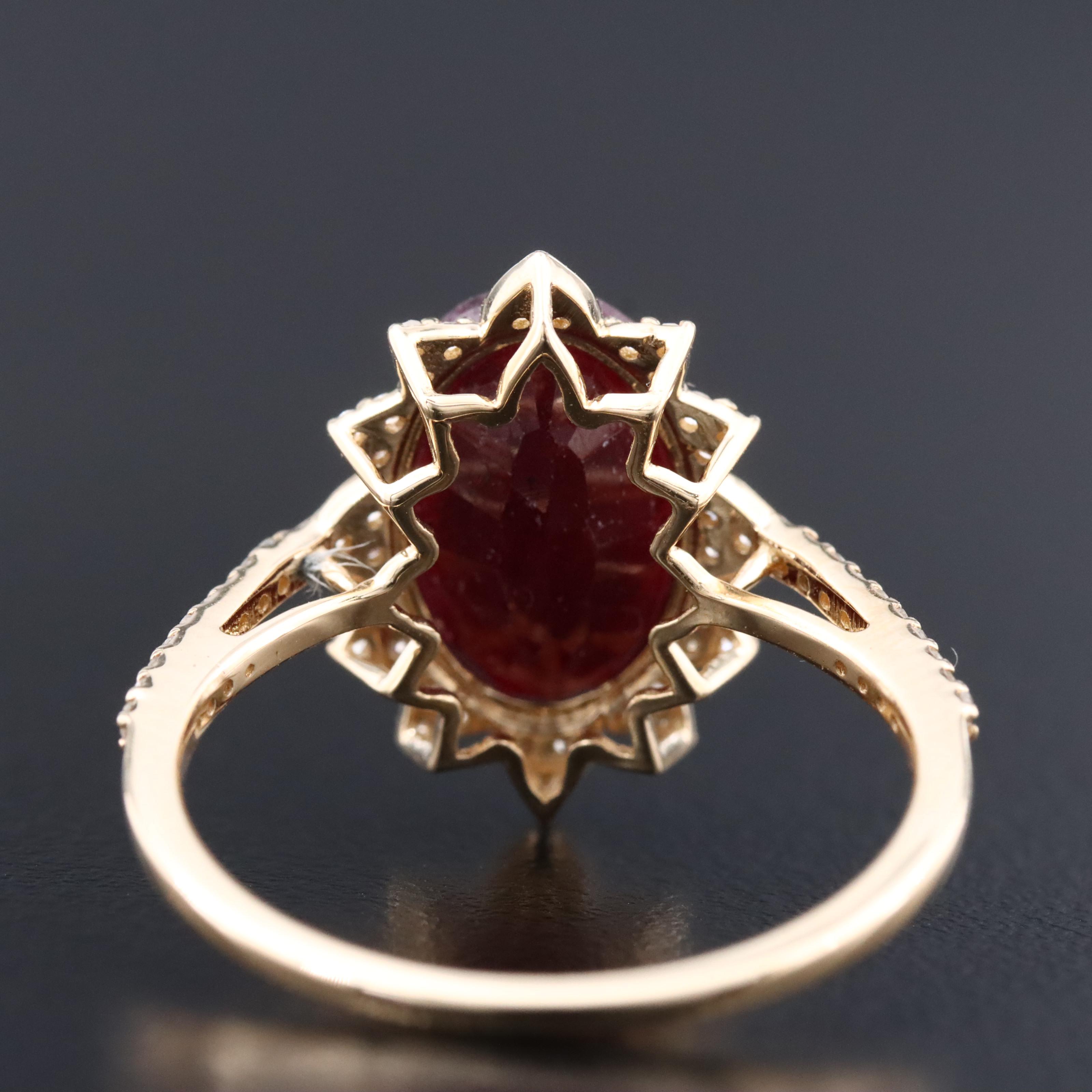 14K 4.22 CT Ruby and Diamond Ring with IGI Jewelry Report