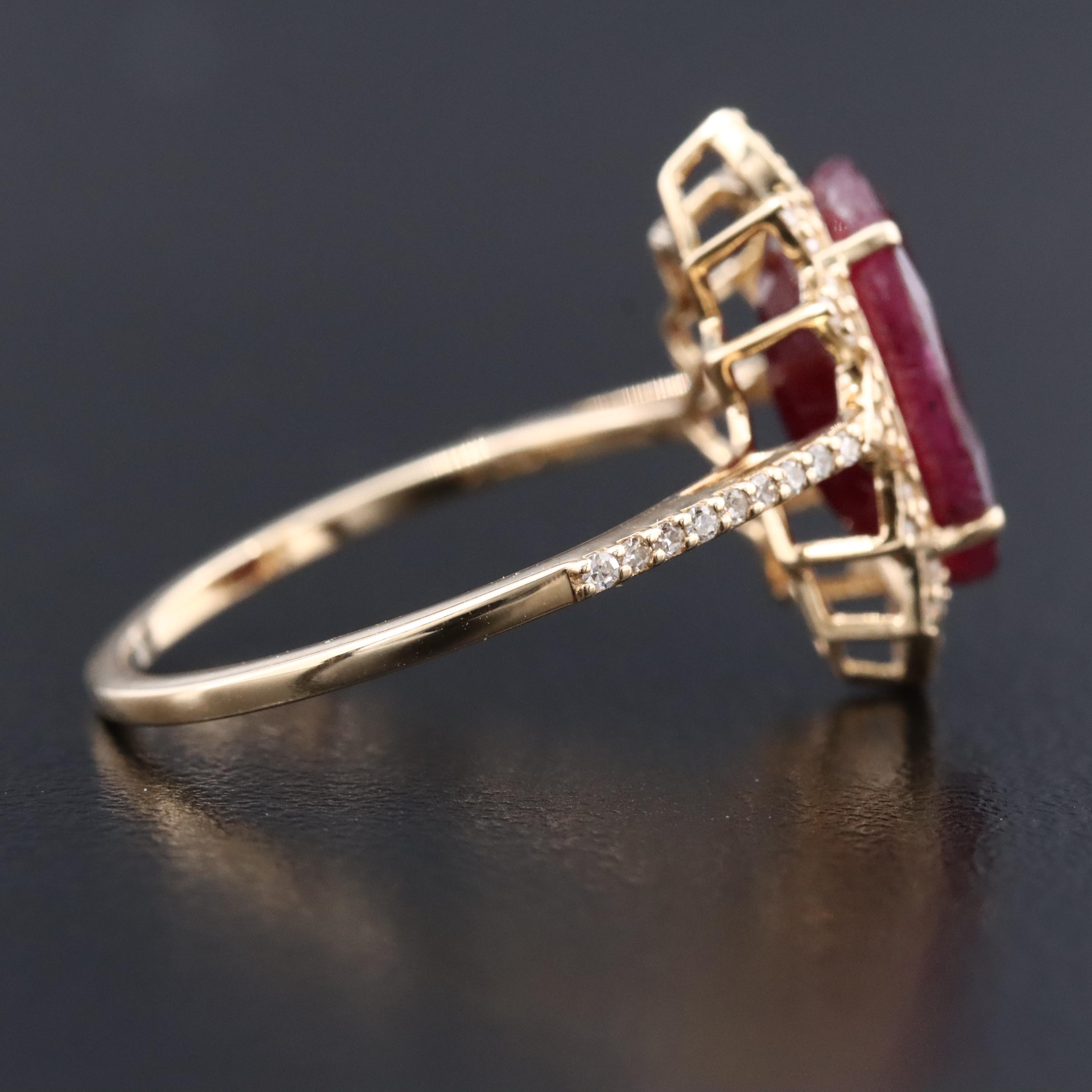 14K 4.22 CT Ruby and Diamond Ring with IGI Jewelry Report