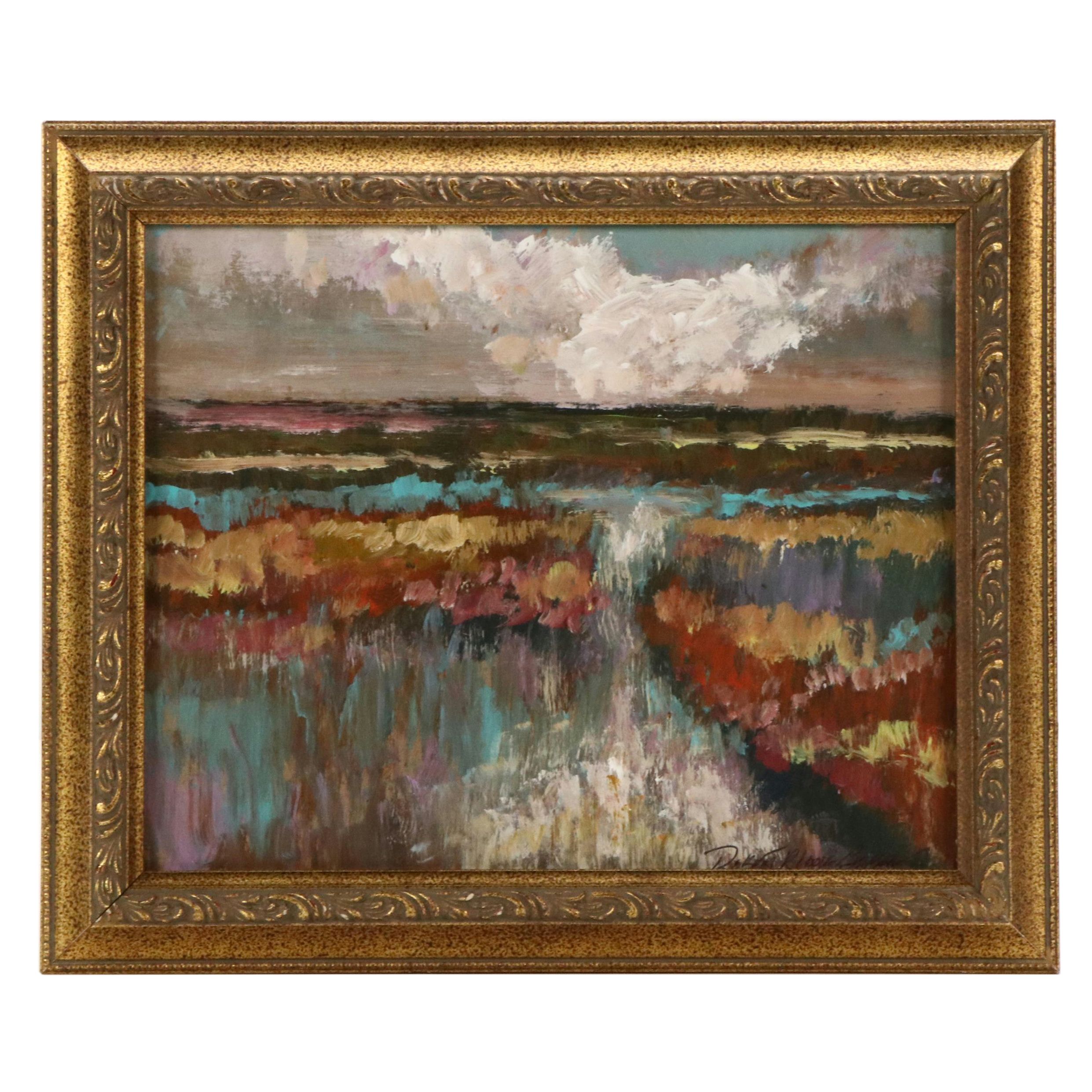 Robert Riddle Baker Acrylic Painting "Reflective Wetlands," 2024