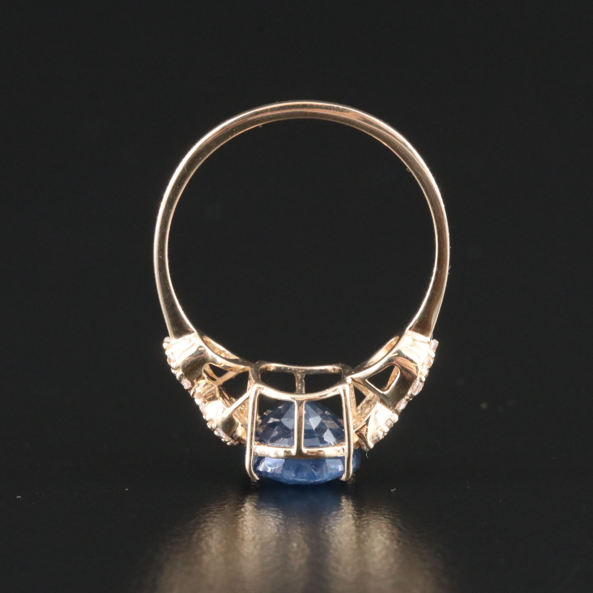 14K 3.27 CT Sapphire and White Sapphire Ring