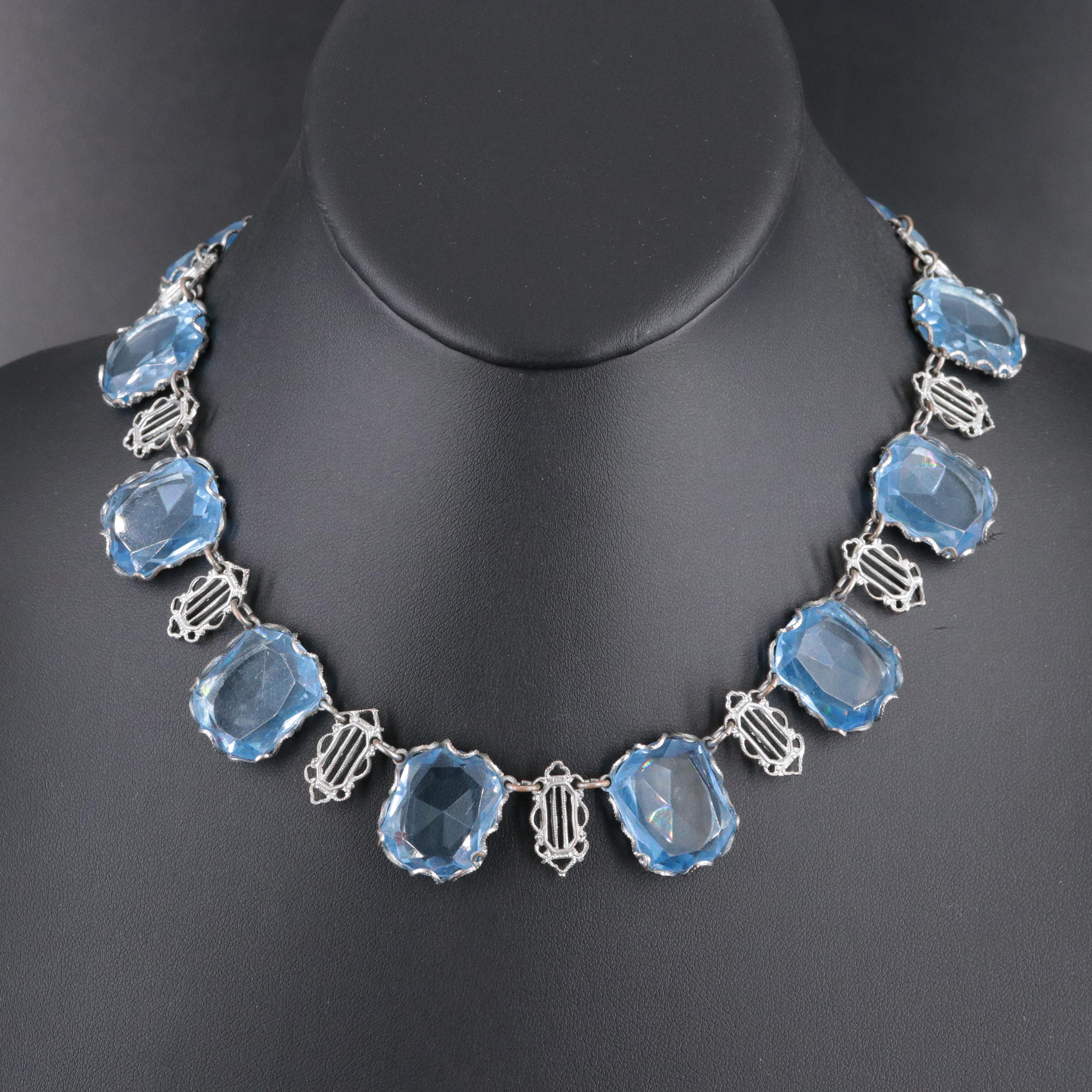 Art Deco Glass Link Necklace