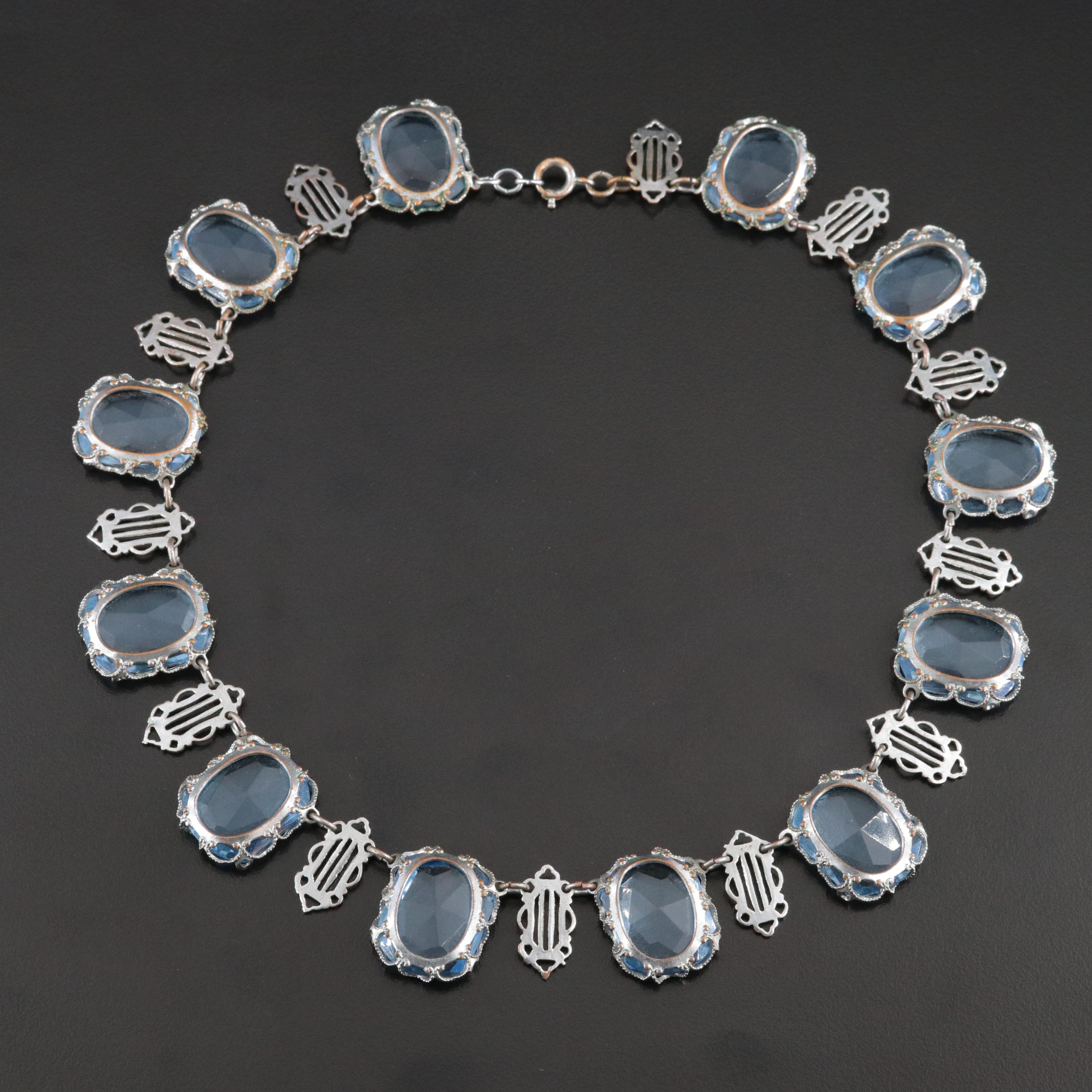 Art Deco Glass Link Necklace