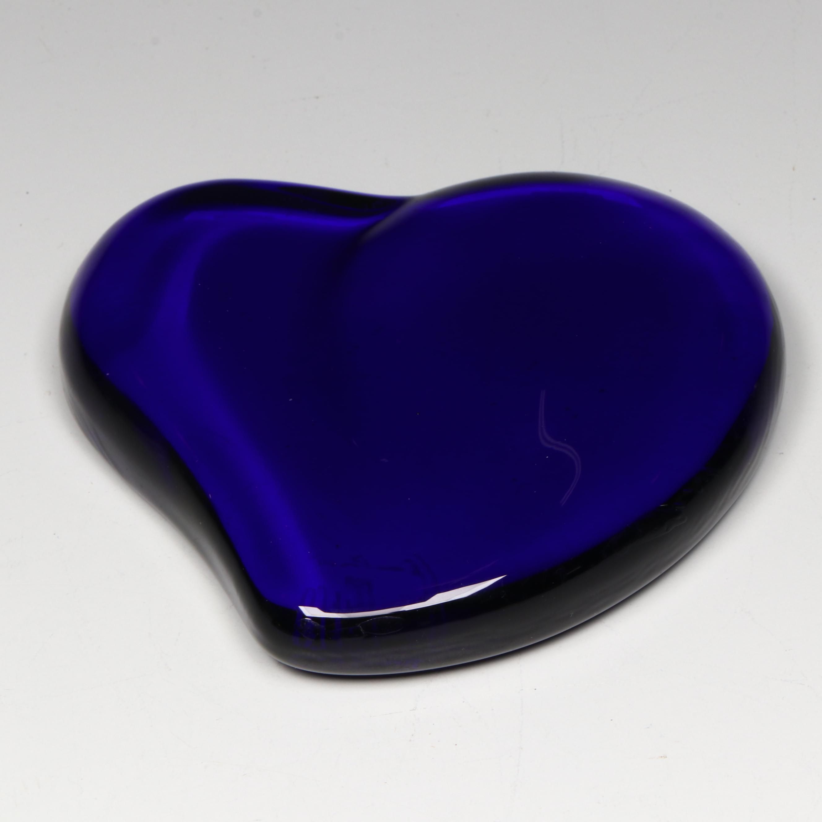 Elsa Peretti for Tiffany & Co. Blue Glass Heart Paperweight