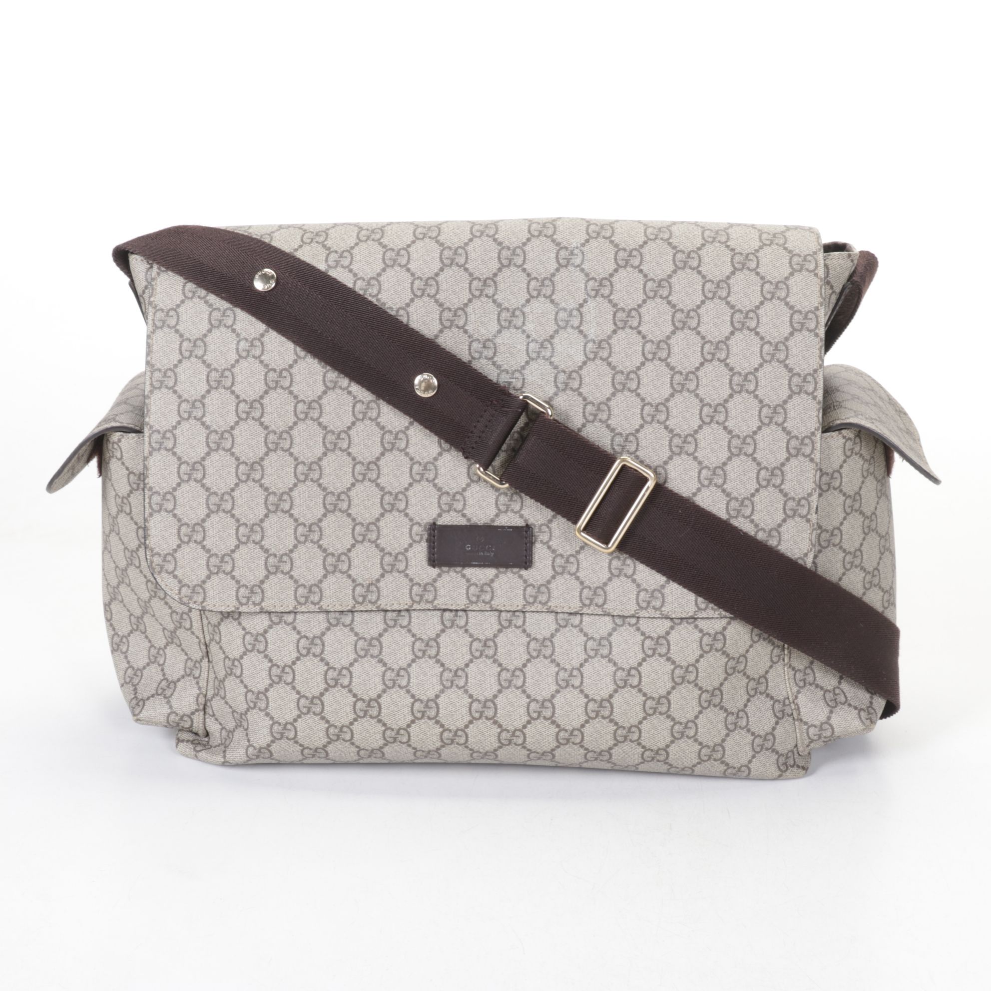 Gucci GG Supreme Canvas and Leather Messenger Diaper Bag with Cosmetic Bag