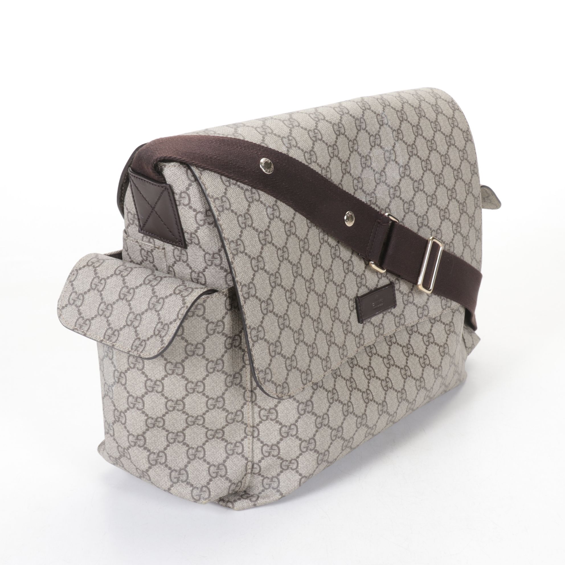 Gucci GG Supreme Canvas and Leather Messenger Diaper Bag with Cosmetic Bag