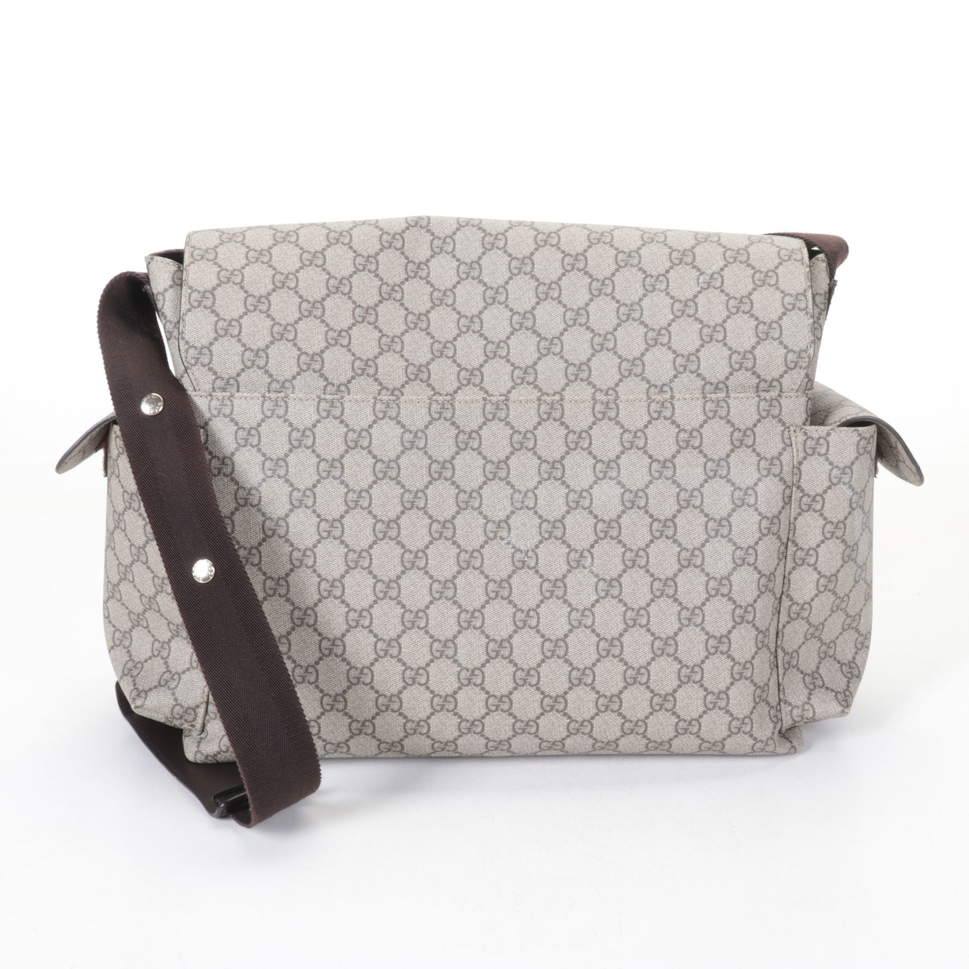 Gucci GG Supreme Canvas and Leather Messenger Diaper Bag with Cosmetic Bag