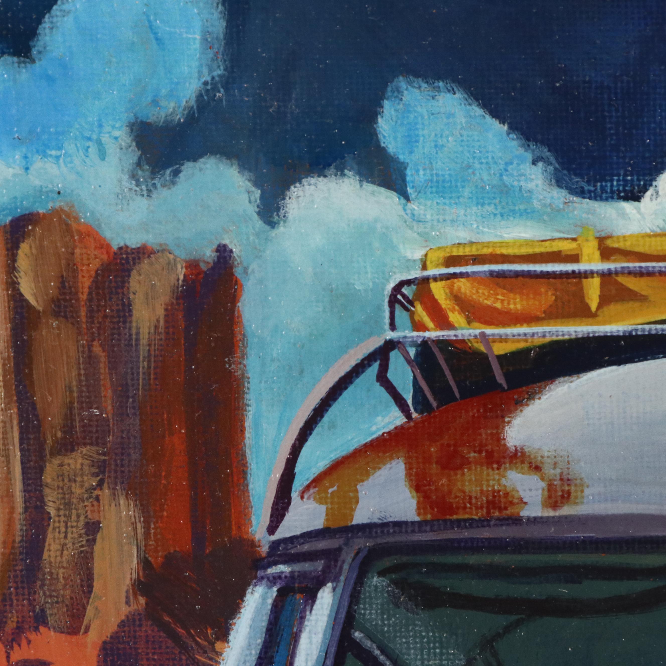 Jeshua Murillo Stylized Acrylic Painting of VW Camper Van, 21st Century