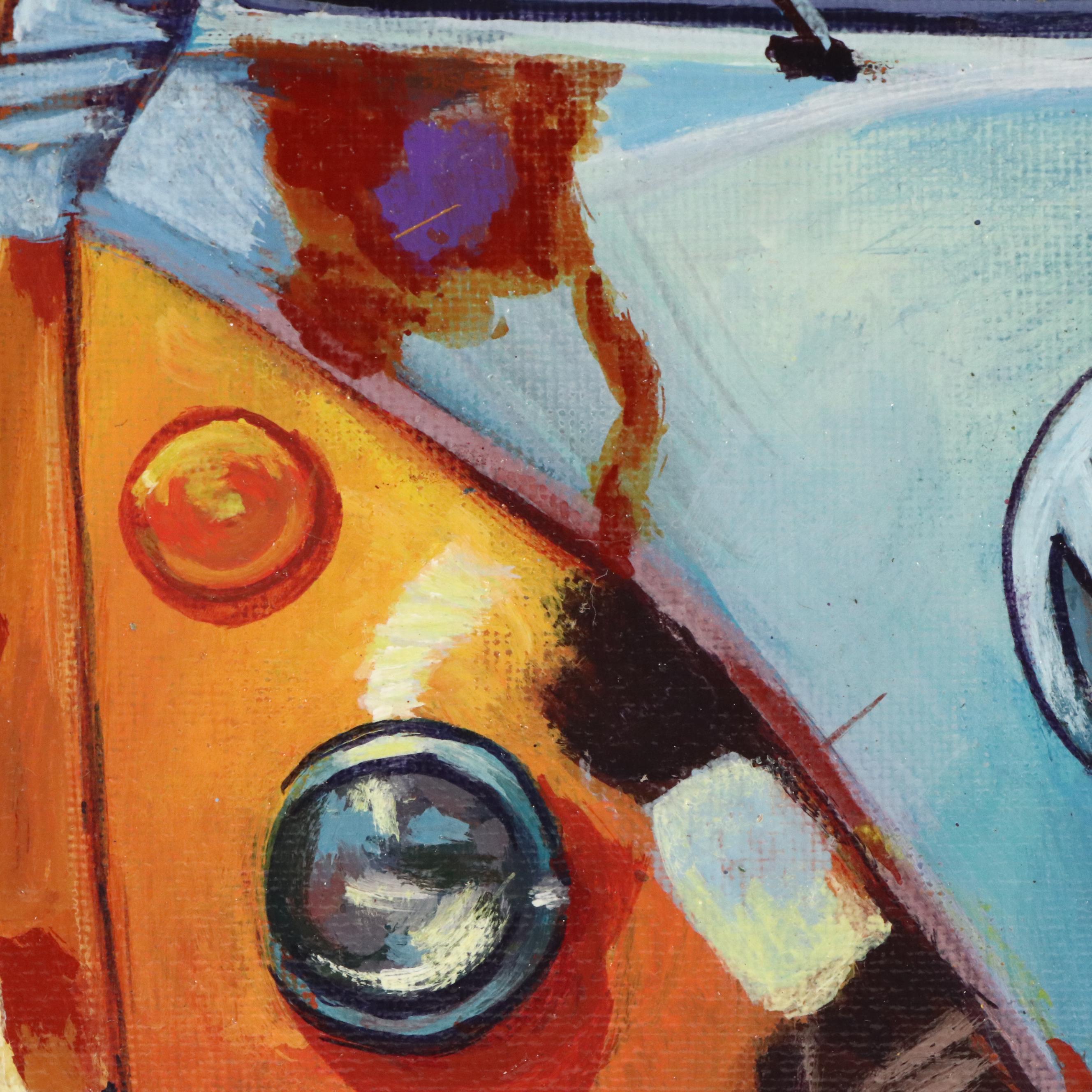 Jeshua Murillo Stylized Acrylic Painting of VW Camper Van, 21st Century