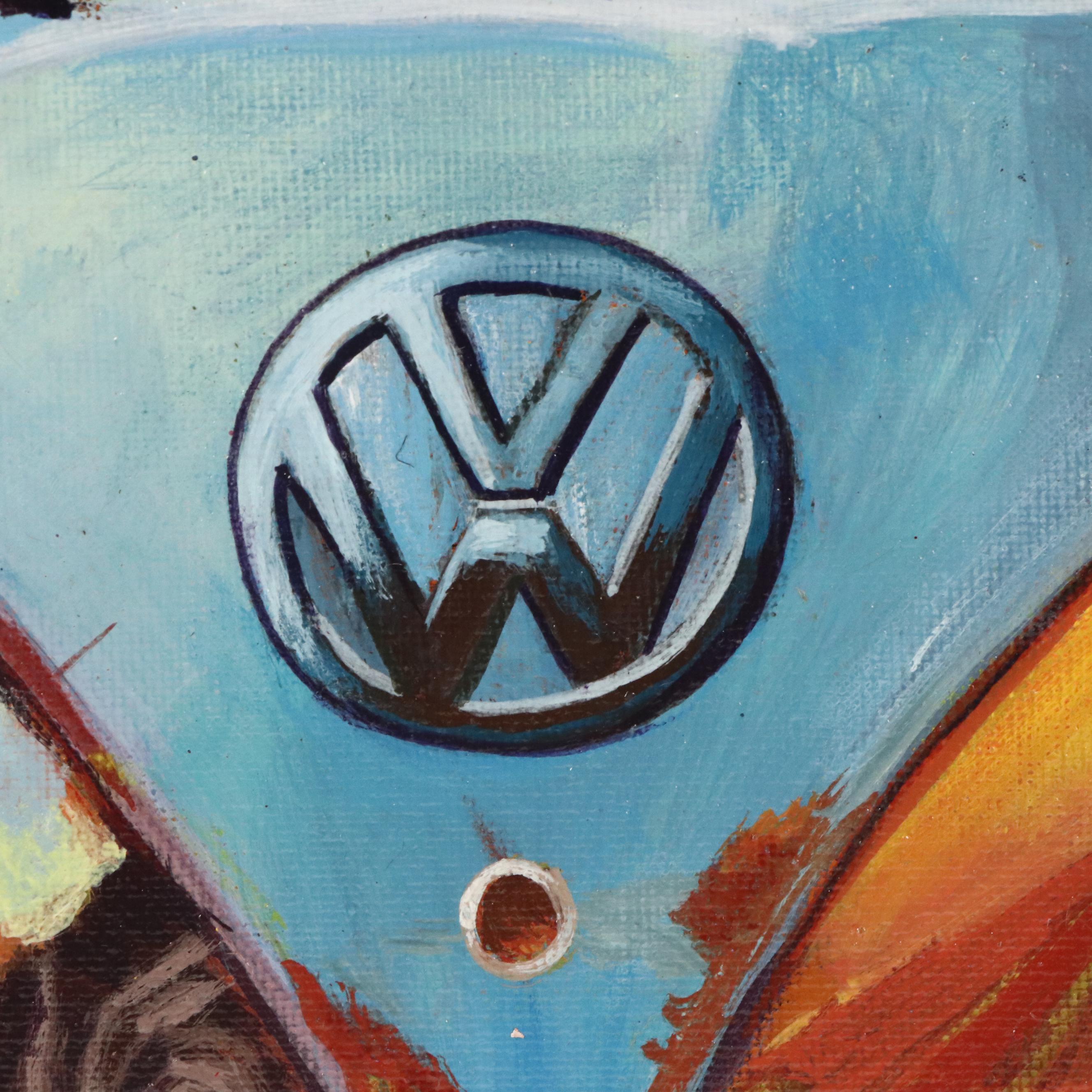 Jeshua Murillo Stylized Acrylic Painting of VW Camper Van, 21st Century