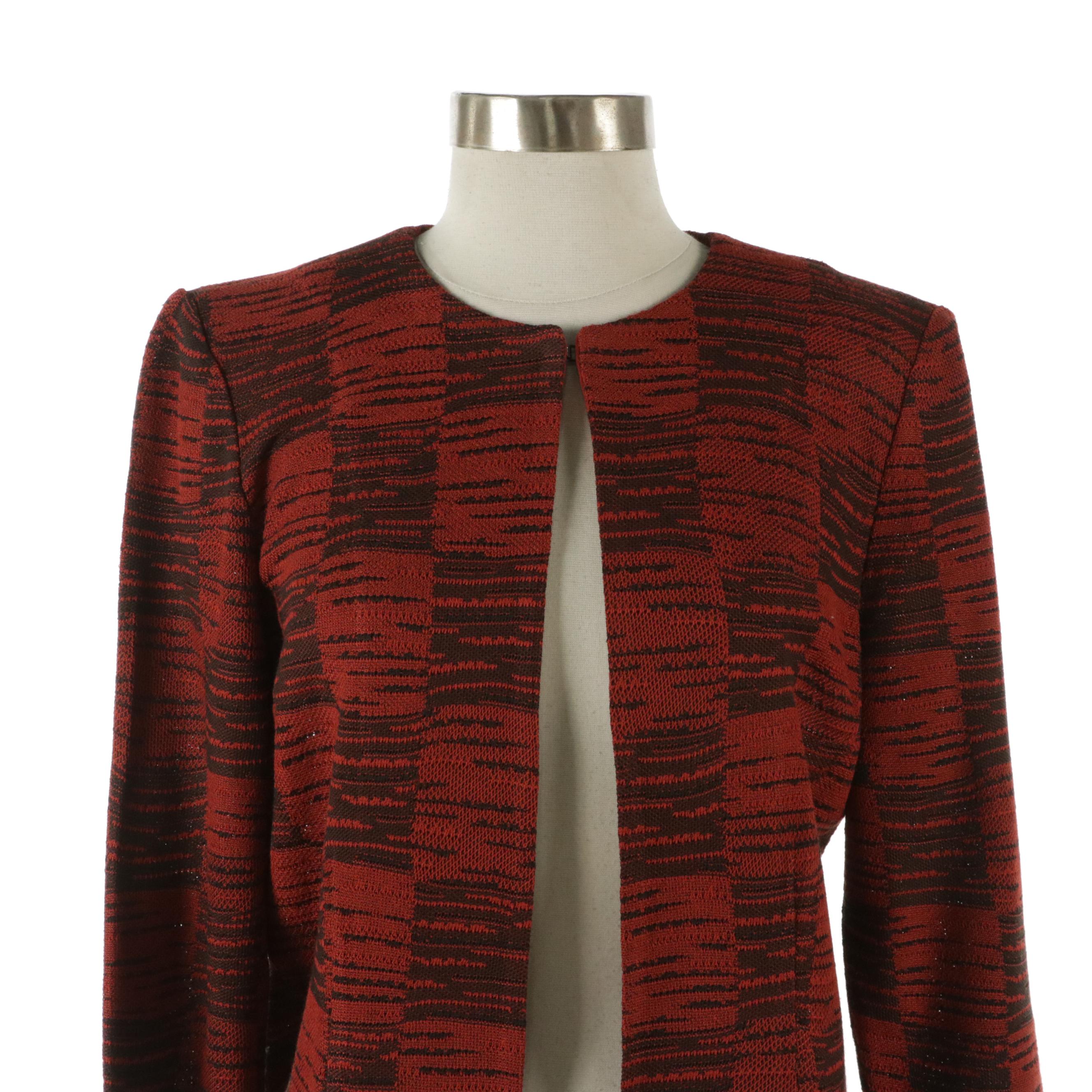 Ming Wang Knitwear Jackets in Black Rayon Blend and Red/Black Acrylic Blend