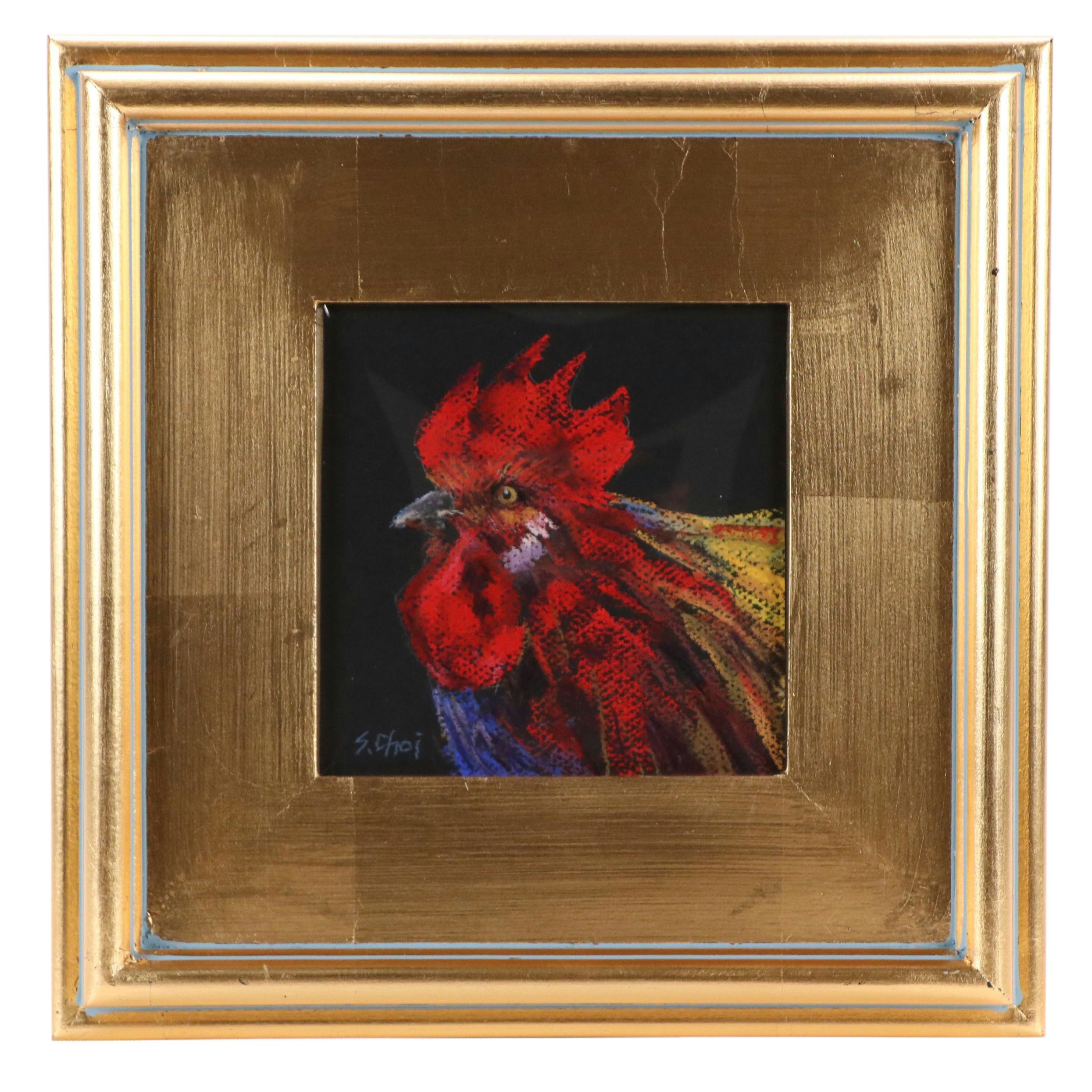 Sunkyung Choi Pastel Drawing of Rooster, 21st Century