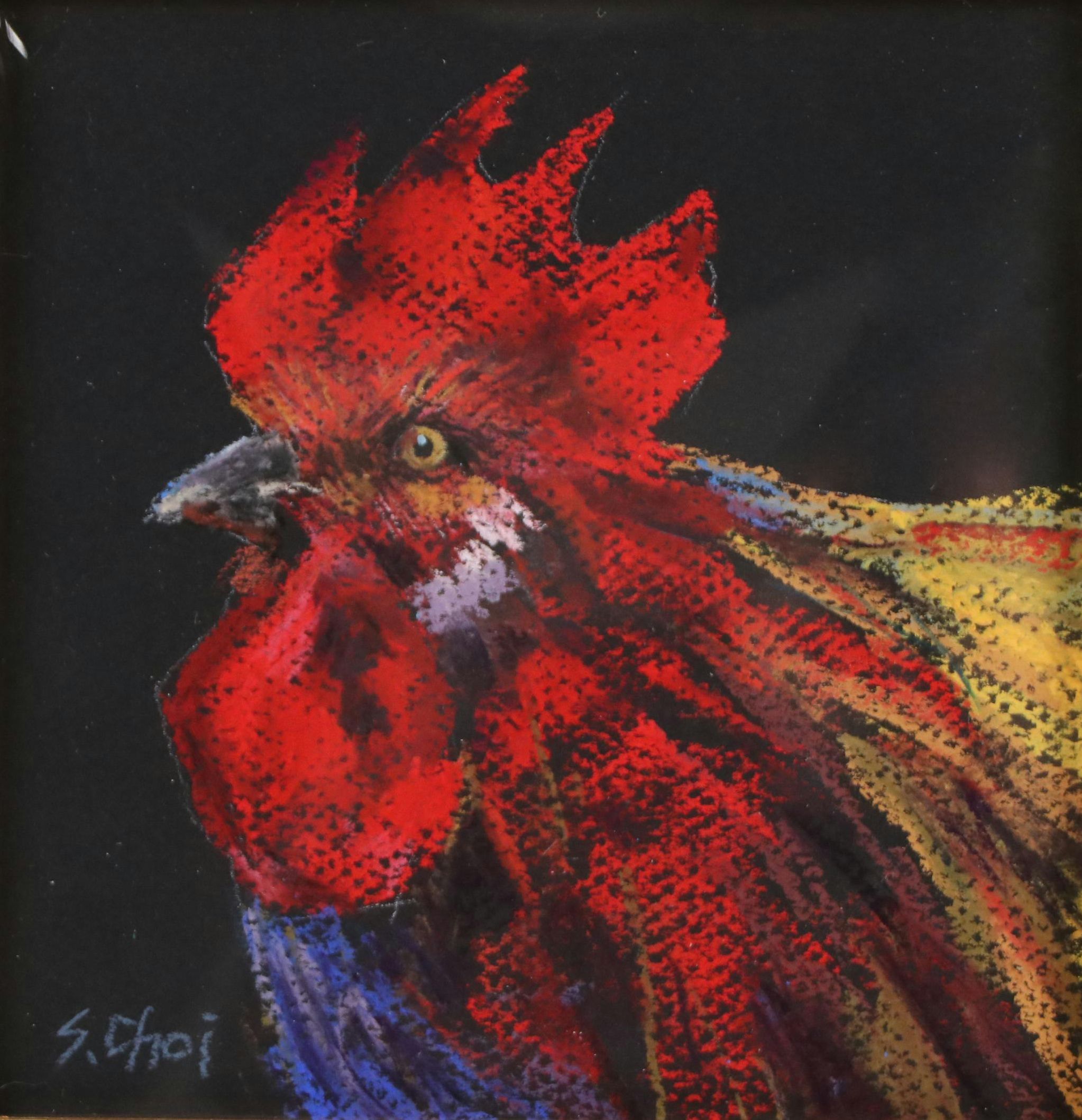 Sunkyung Choi Pastel Drawing of Rooster, 21st Century