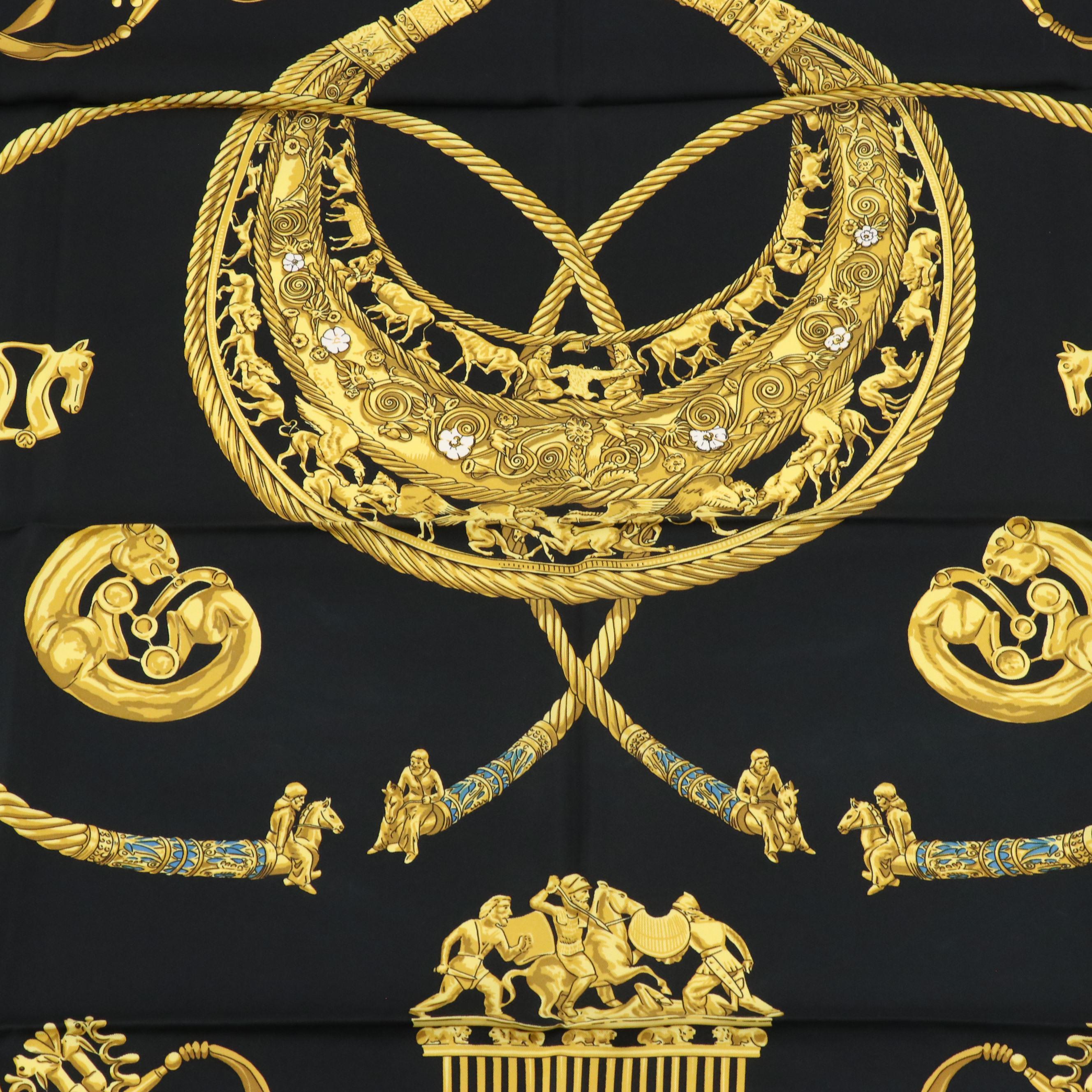 Hermès "Les Cavaliers d'Or" Scarf 90 in Silk Twill