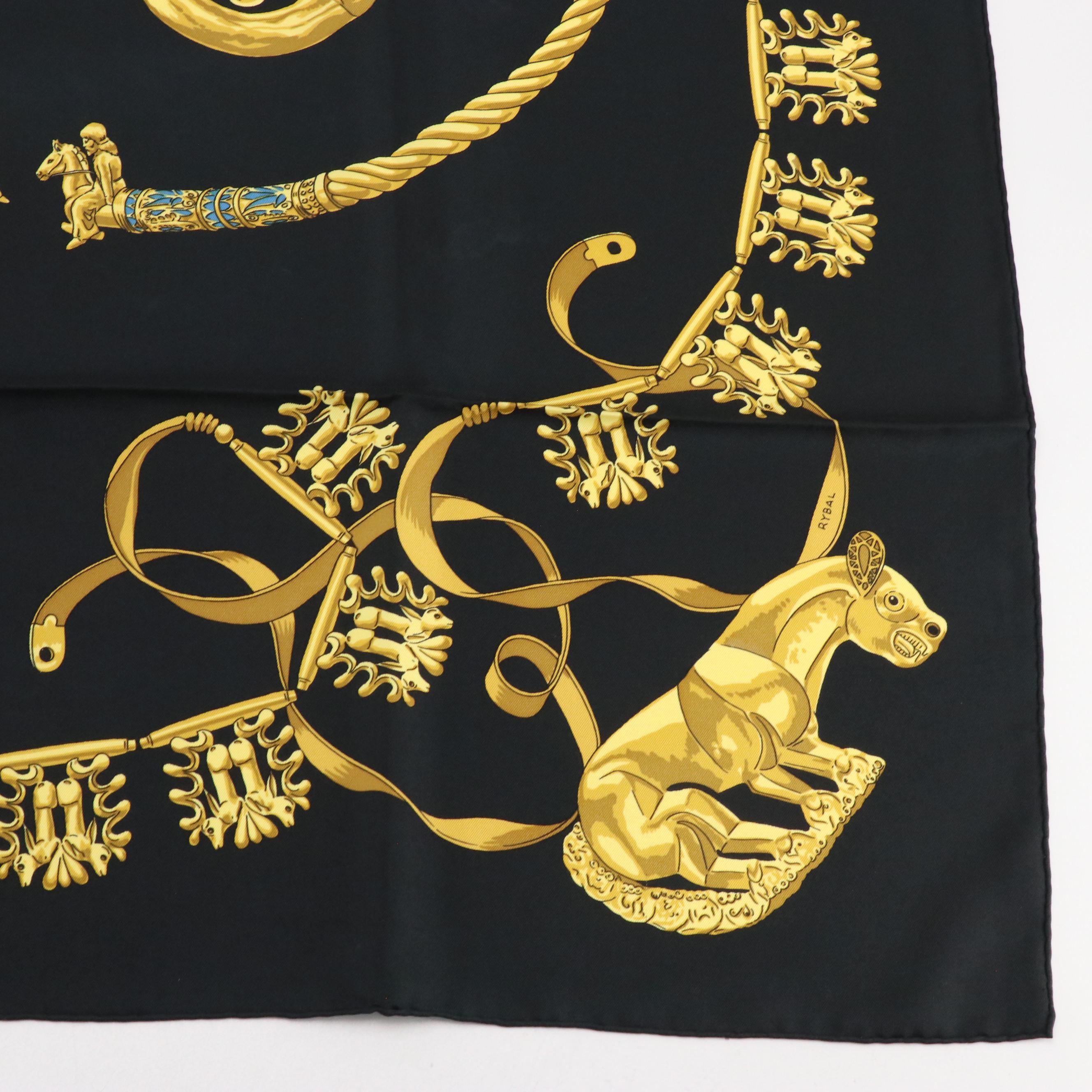 Hermès "Les Cavaliers d'Or" Scarf 90 in Silk Twill