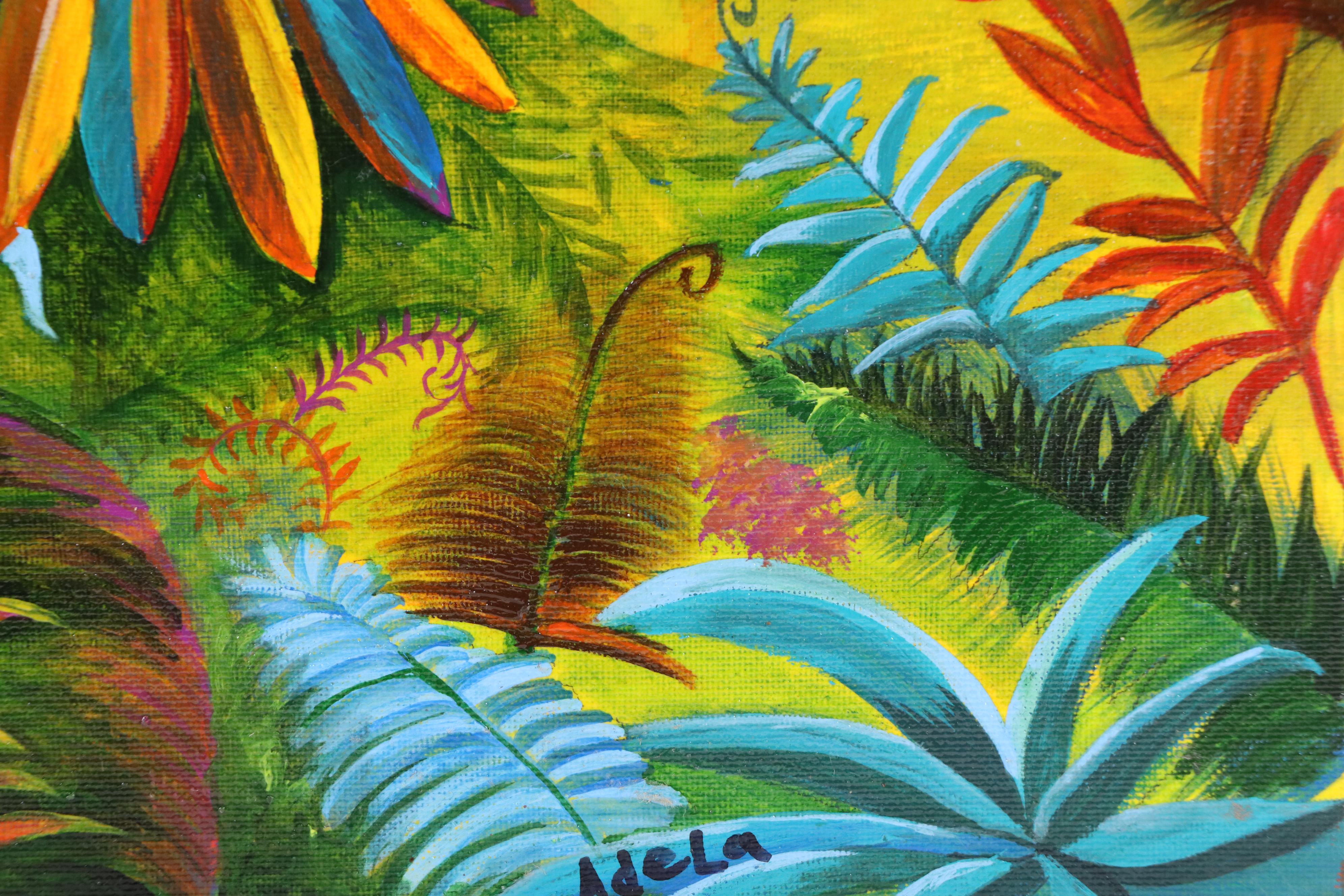 Adela del Carmen Reyes Alvarado Acrylic Painting of a Hummingbird, 21st Century