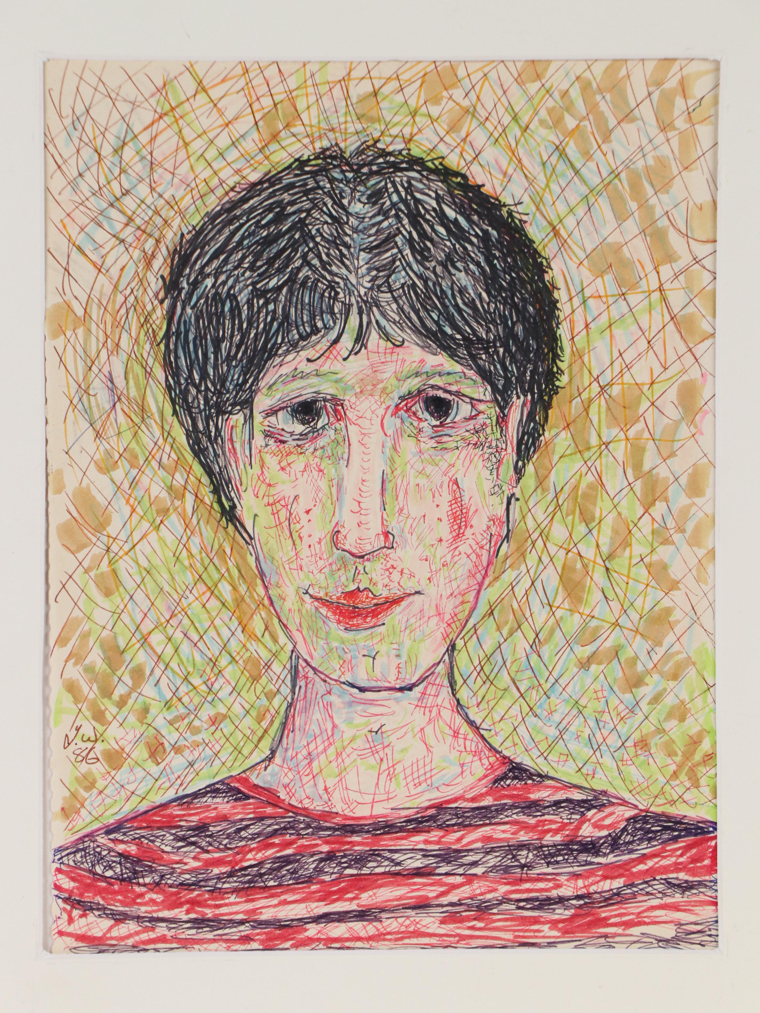 James Thomas Watkins Stylized Ink Portrait, 1986