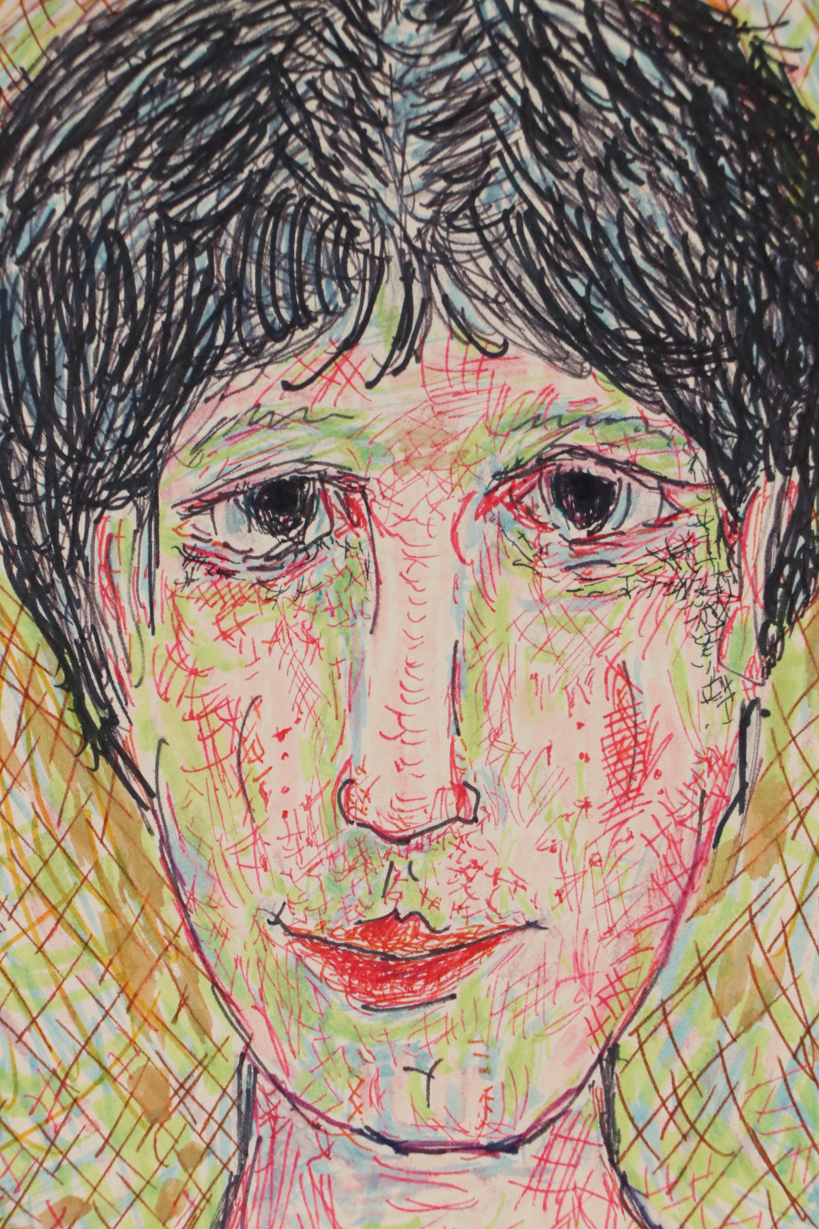 James Thomas Watkins Stylized Ink Portrait, 1986