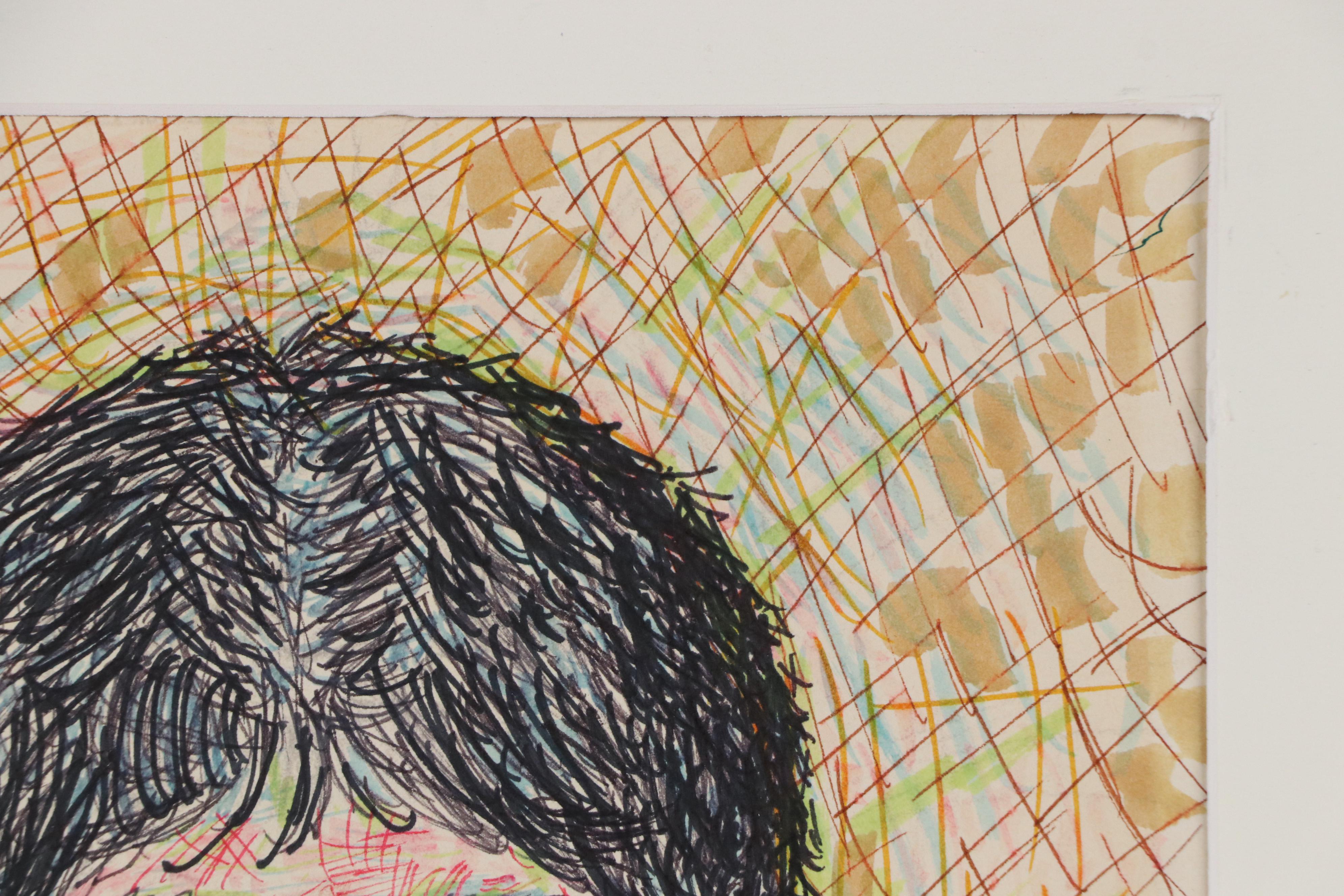James Thomas Watkins Stylized Ink Portrait, 1986
