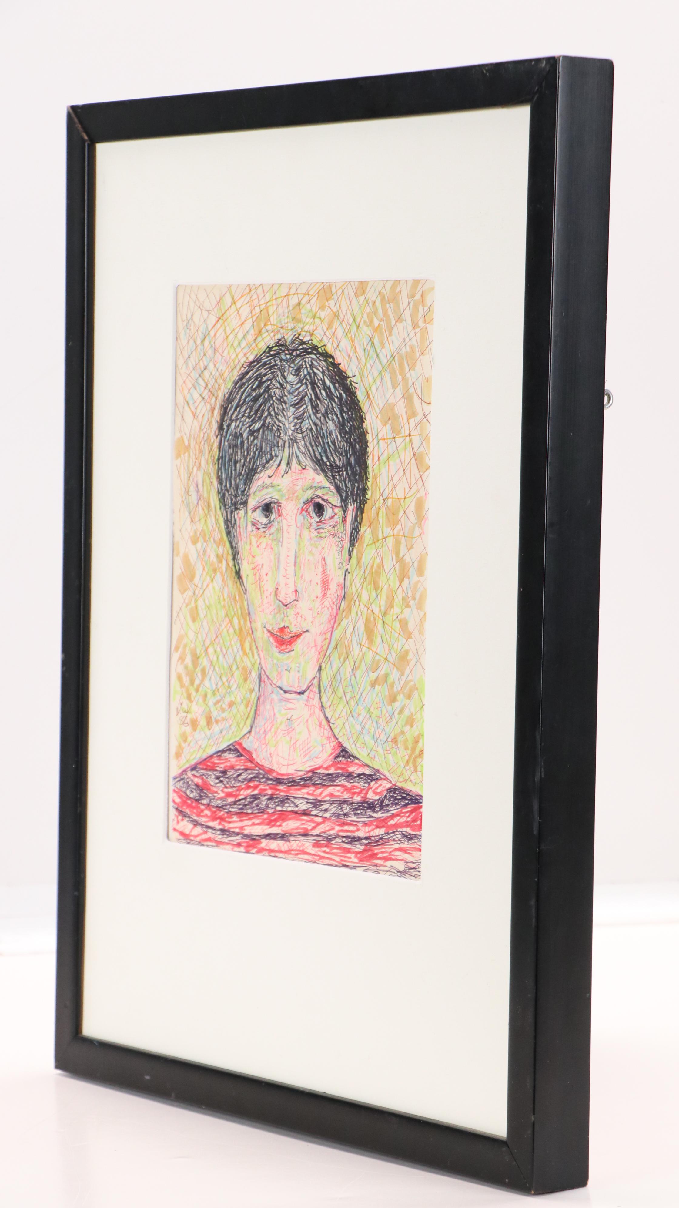 James Thomas Watkins Stylized Ink Portrait, 1986