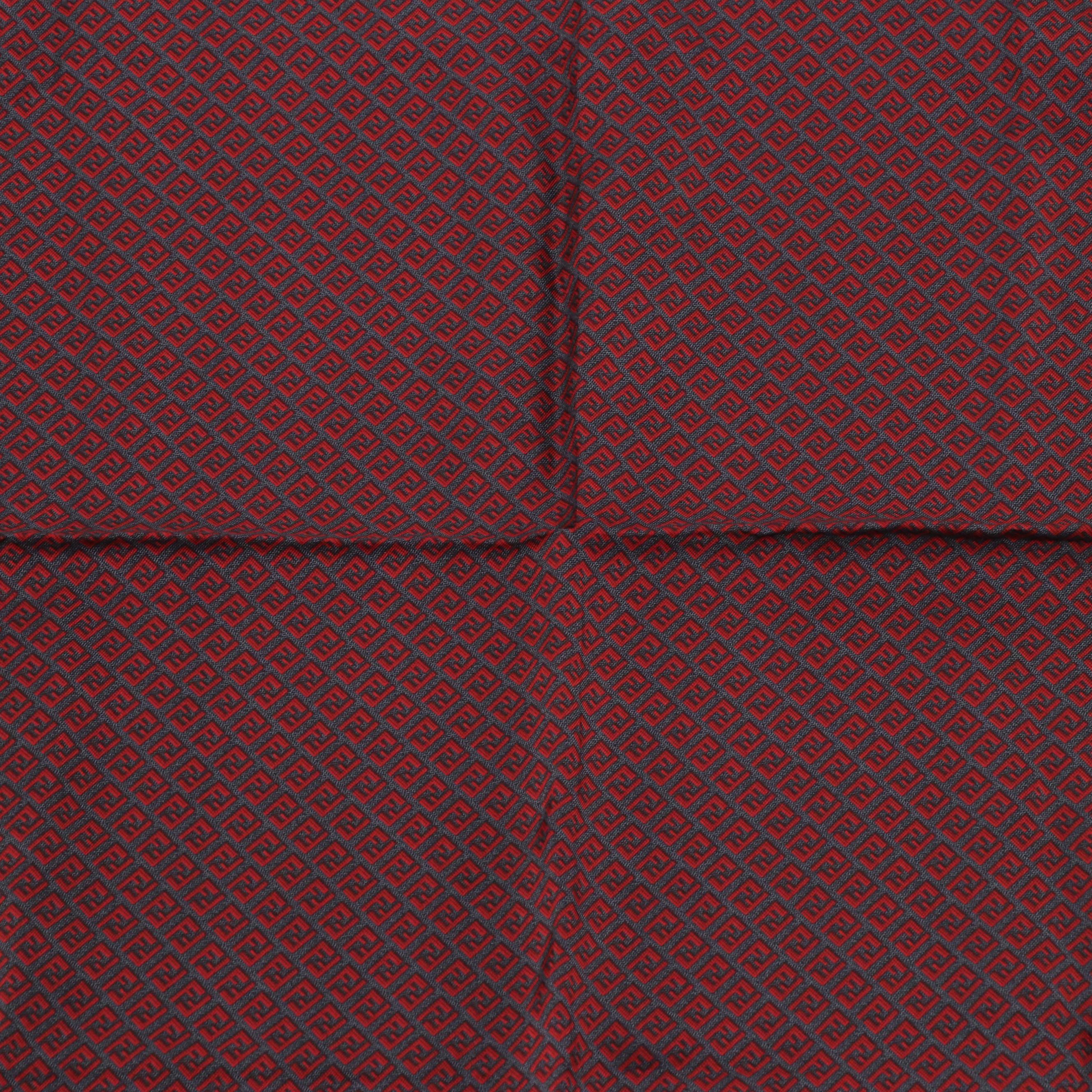 Fendi Red FF Zucchino Silk Twill Scarf
