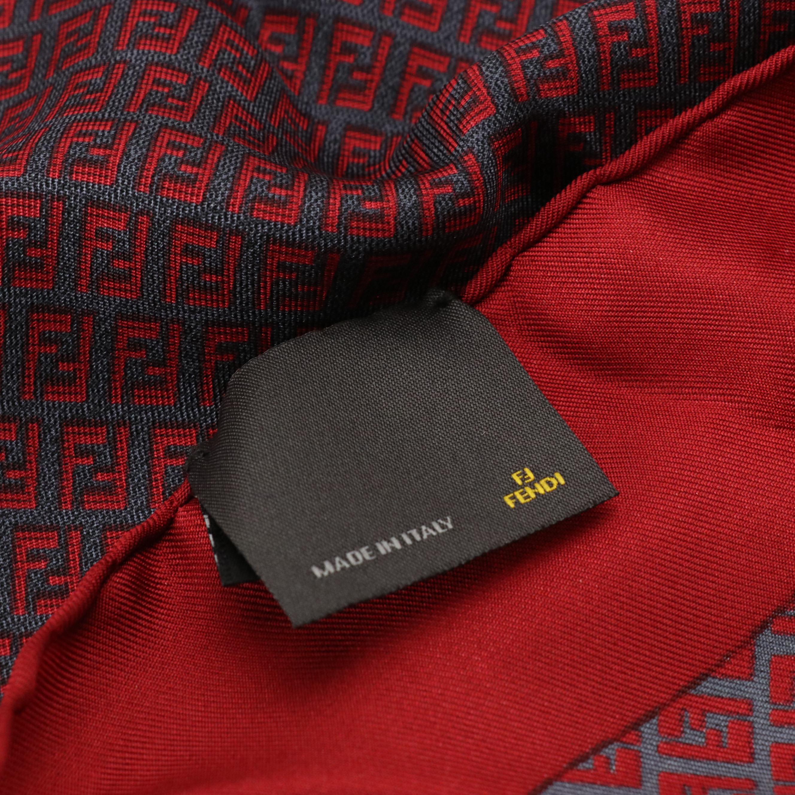 Fendi Red FF Zucchino Silk Twill Scarf