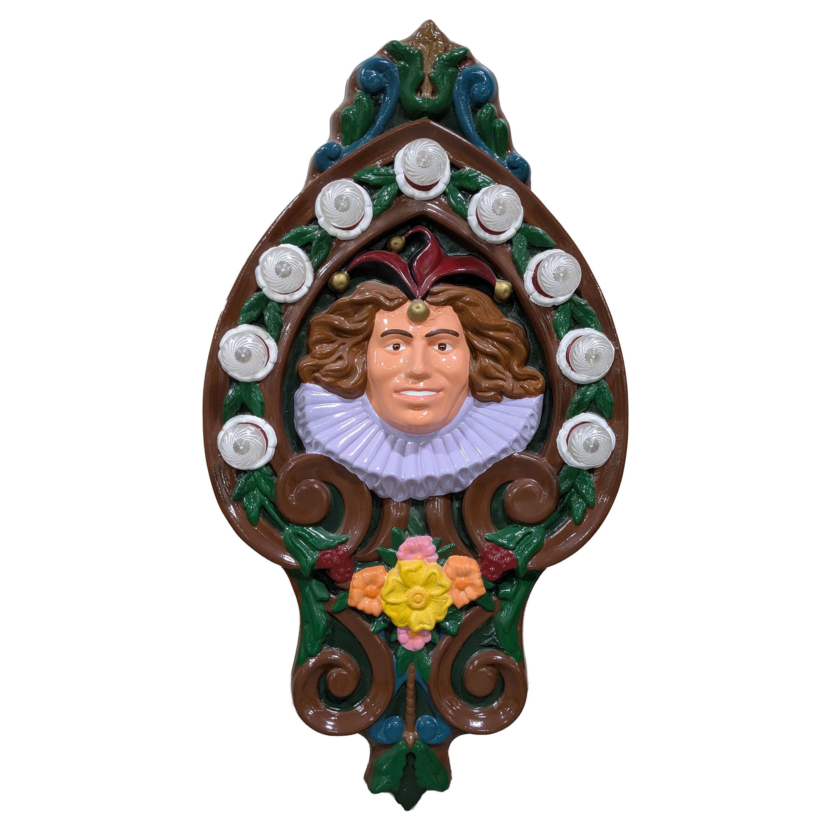 Dentzel Style Hand-Painted Illuminating Jester Carousel Plaque