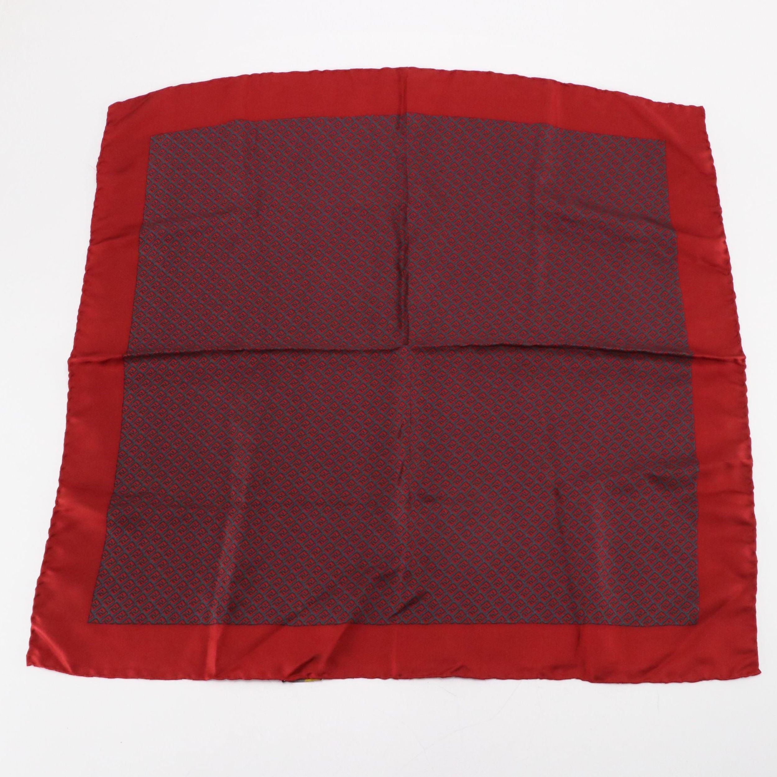 Fendi Red FF Zucchino Silk Twill Scarf