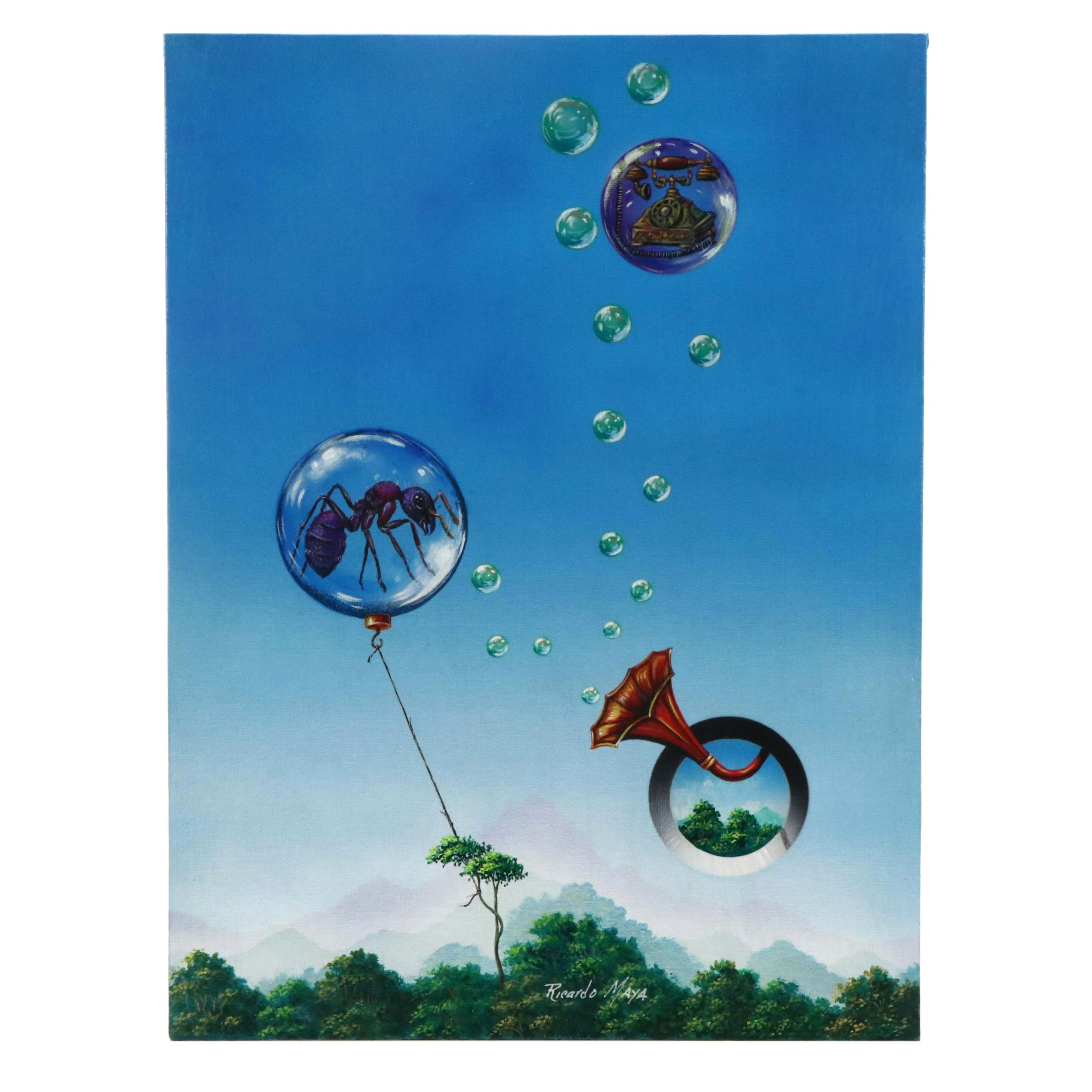 Ricardo Maya Surrealist Acrylic Painting, 21st Century