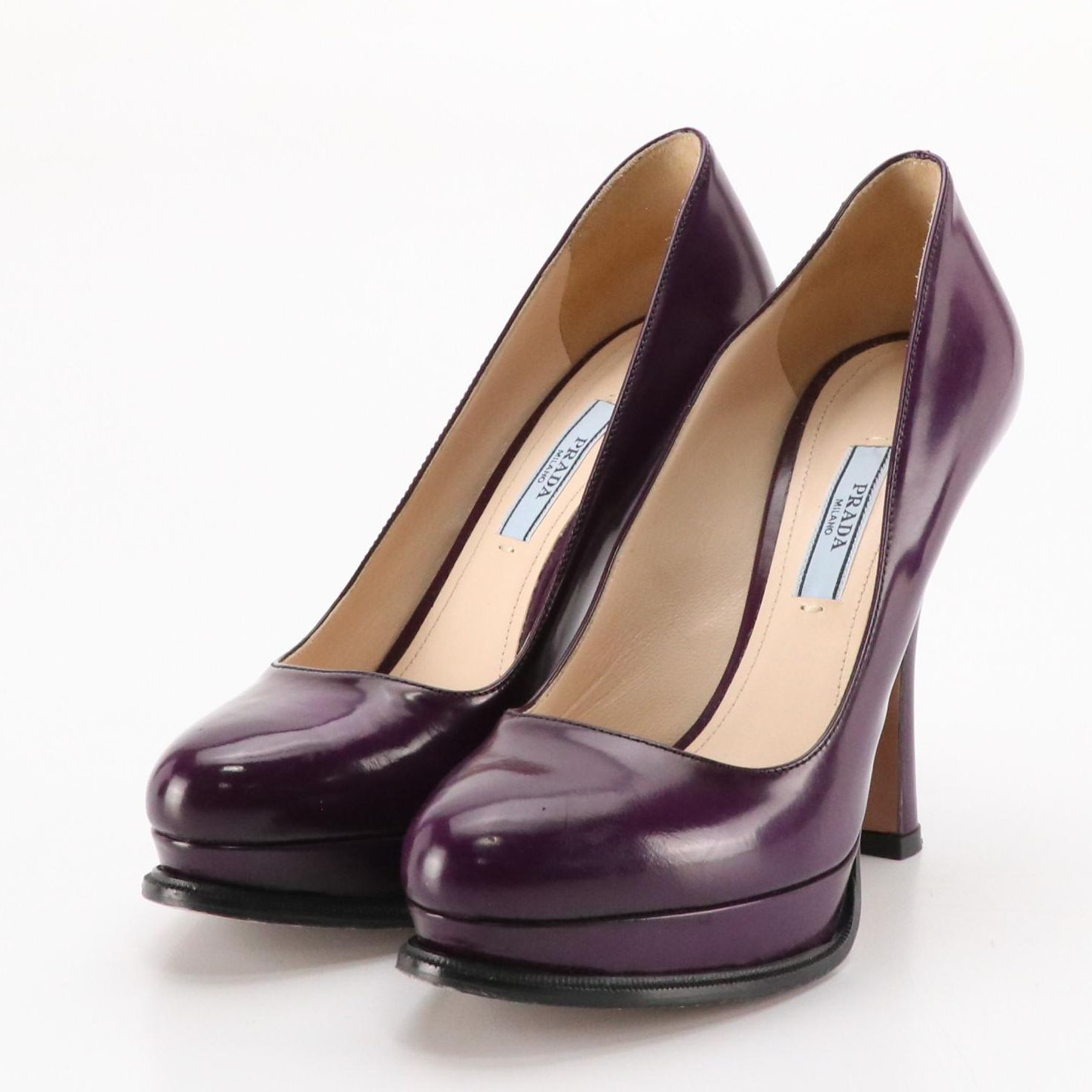 Prada Purple Leather Platform Pumps Shoes
