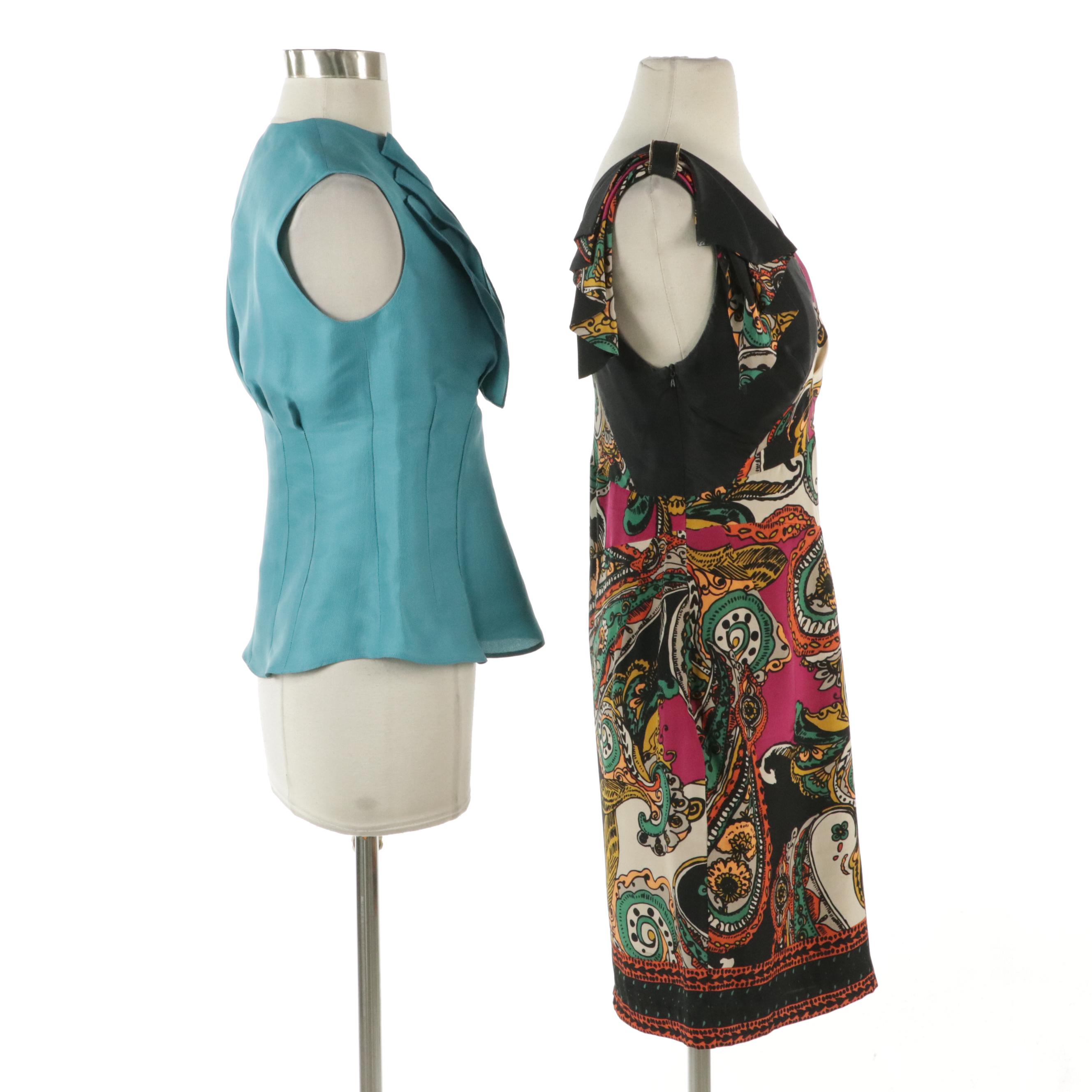 Yoana Baraschi Silk Print Dress and Lida Baday Fitted Silk Top