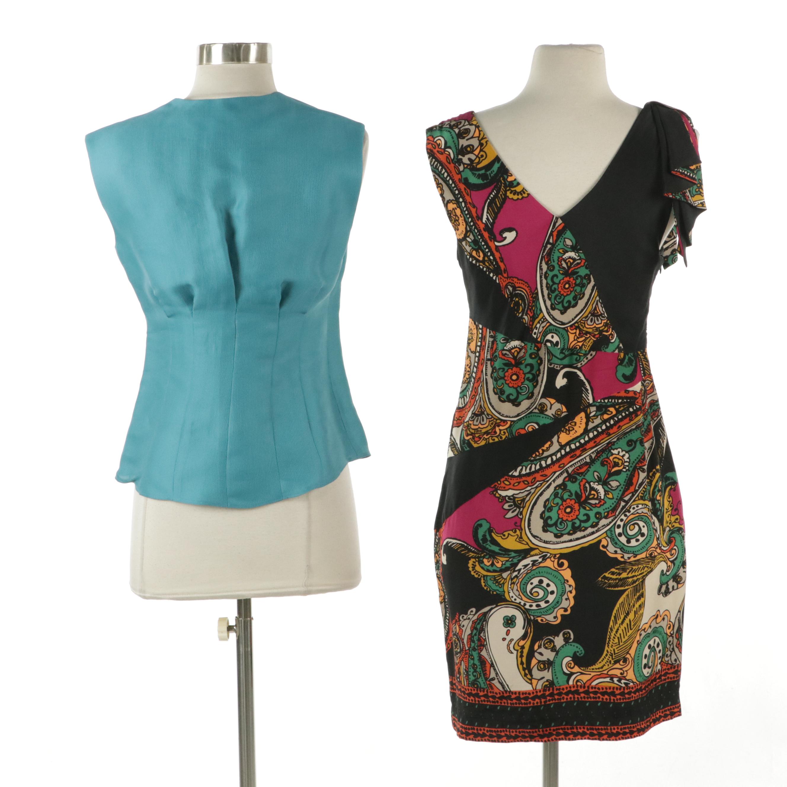 Yoana Baraschi Silk Print Dress and Lida Baday Fitted Silk Top