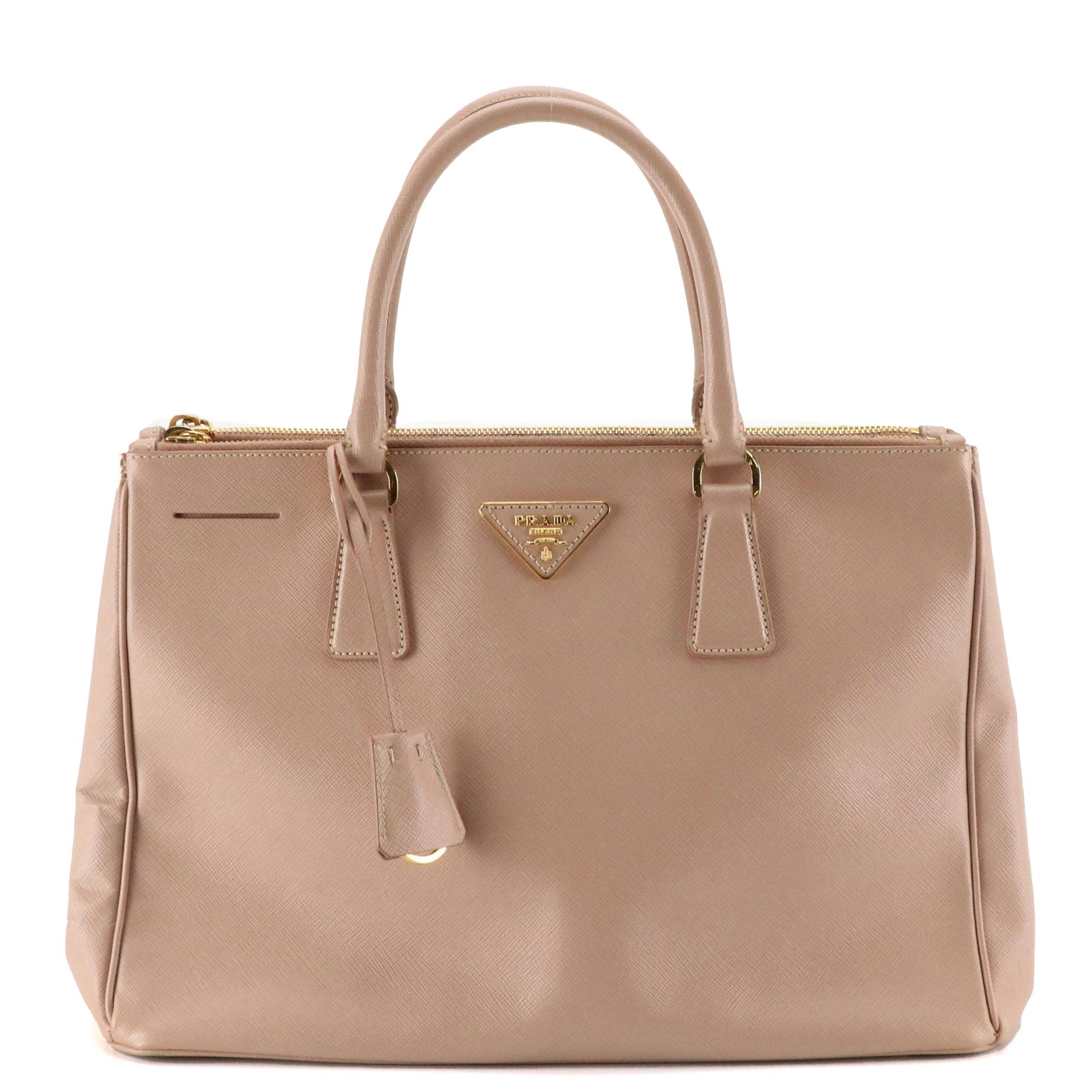 Prada Medium Double Zip Galleria Two-Way Tote in Blush Pink Saffiano Leather
