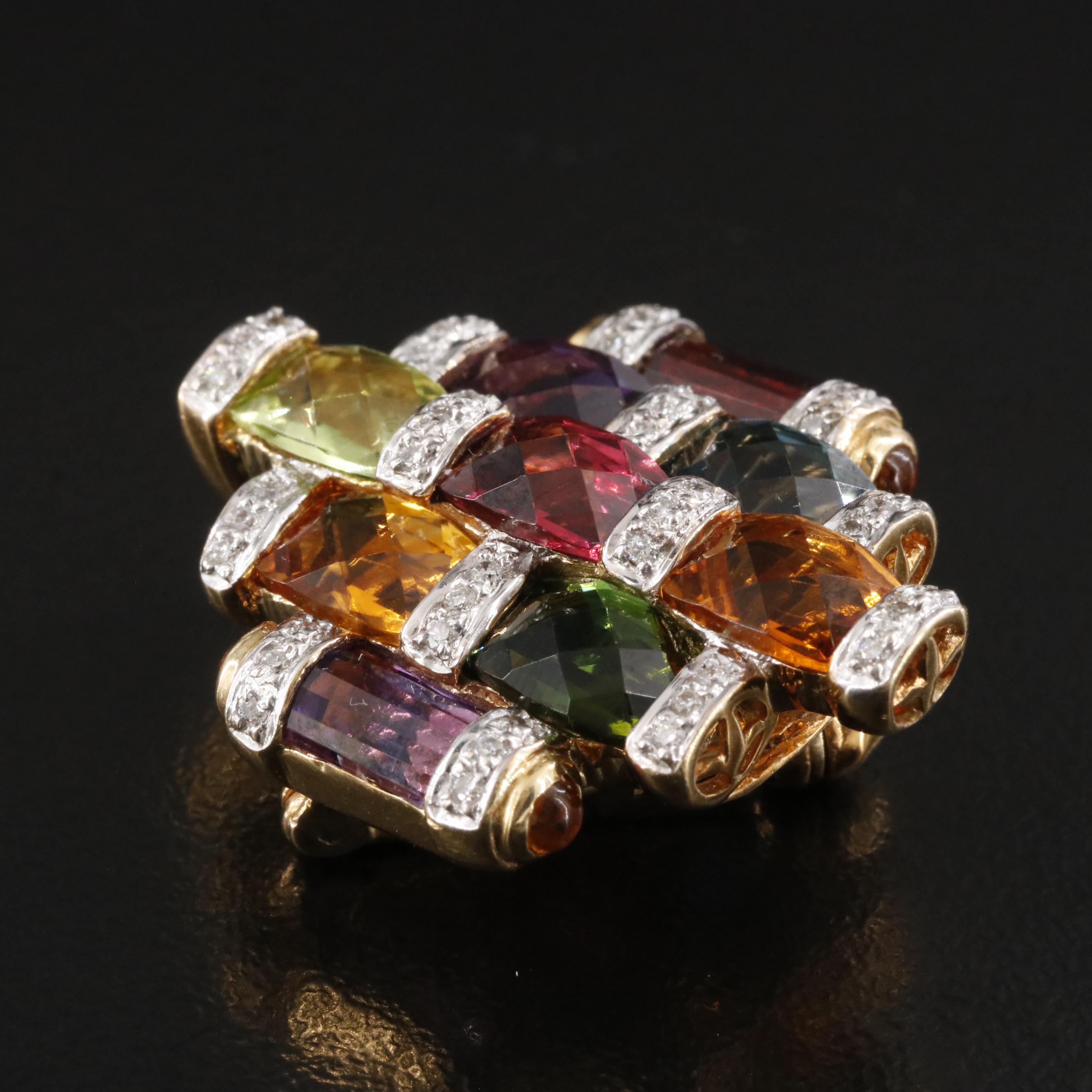 Bellarri 18K Gemstone and Diamond Enhancer Pendant Converter