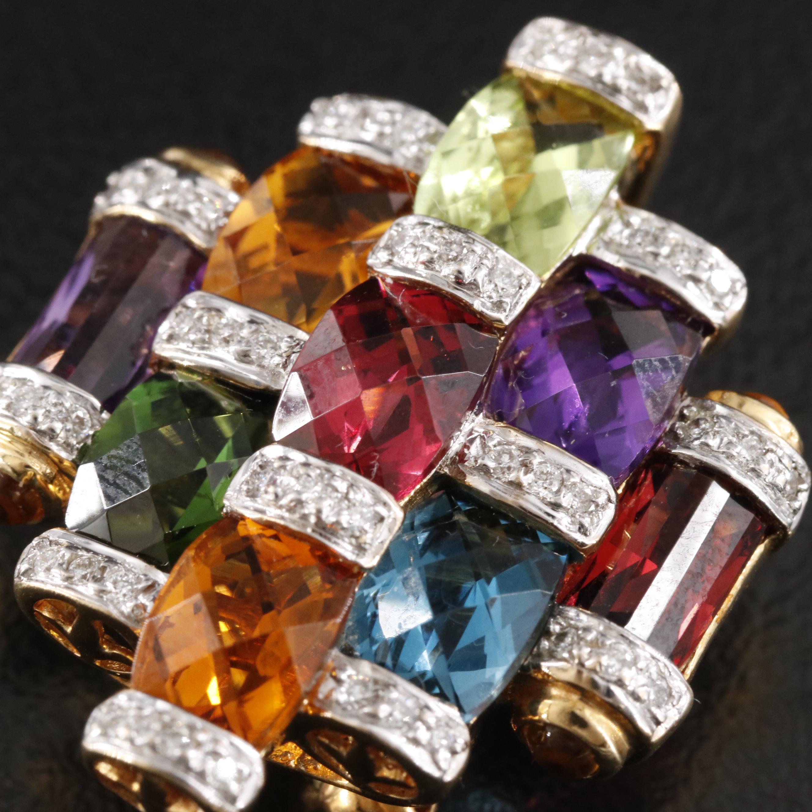 Bellarri 18K Gemstone and Diamond Enhancer Pendant Converter