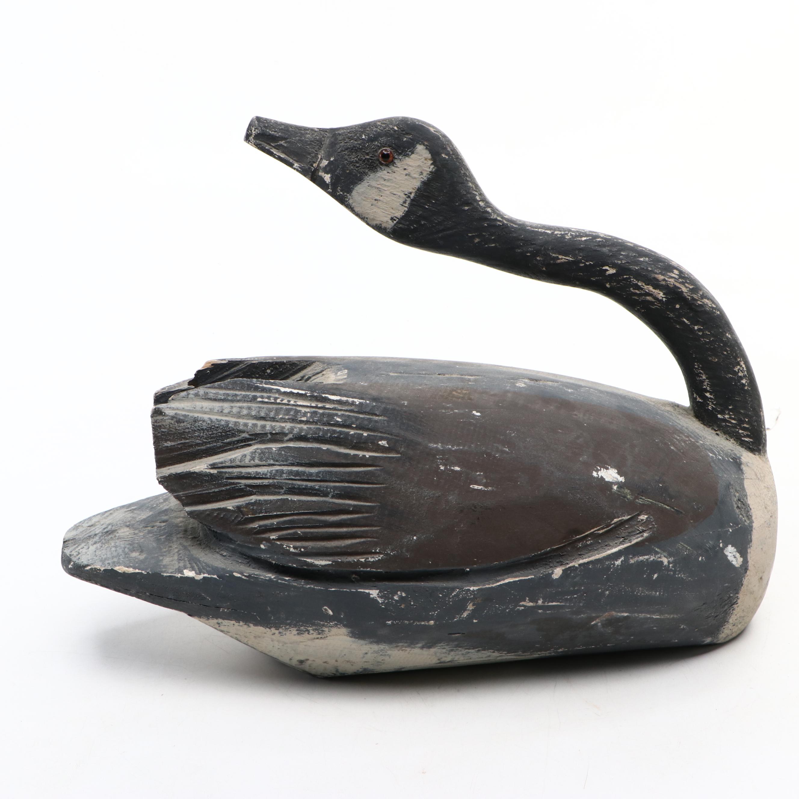Folk Art Hand-Painted Canada Goose Decoy