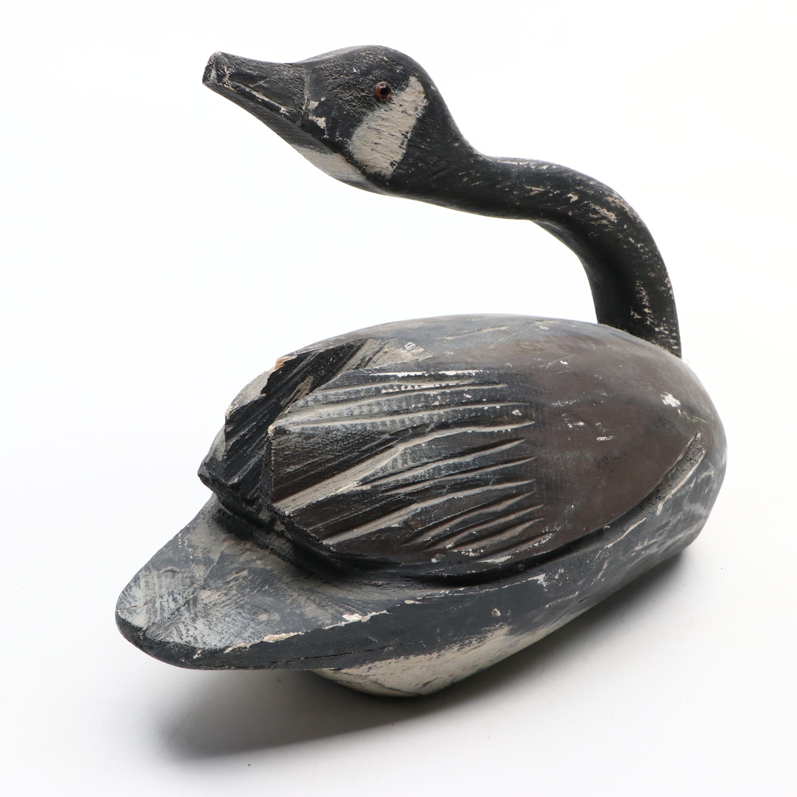 Folk Art Hand-Painted Canada Goose Decoy