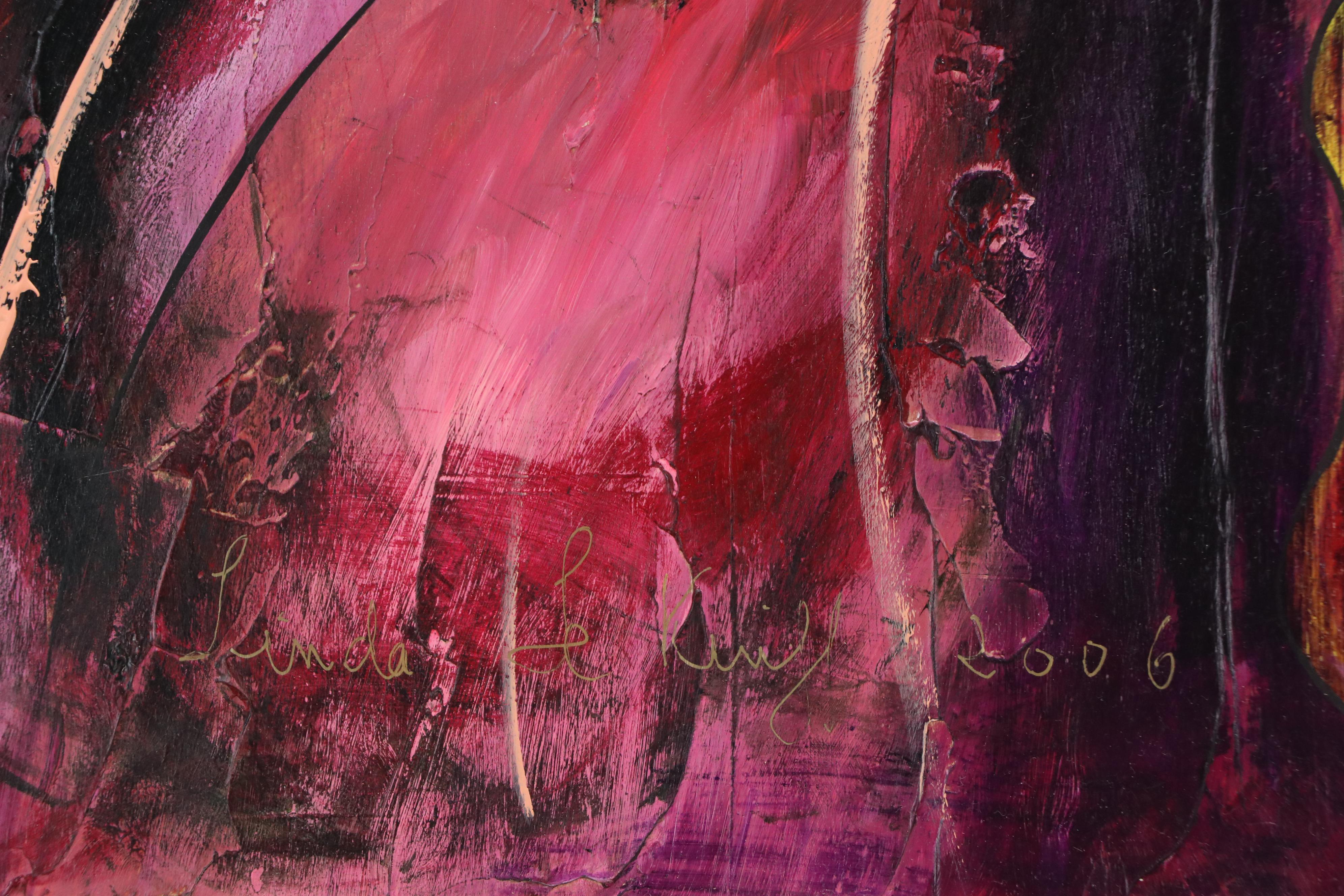 Linda Le Kinff Modernist Acrylic Portrait Painting of Seated Woman, 2006