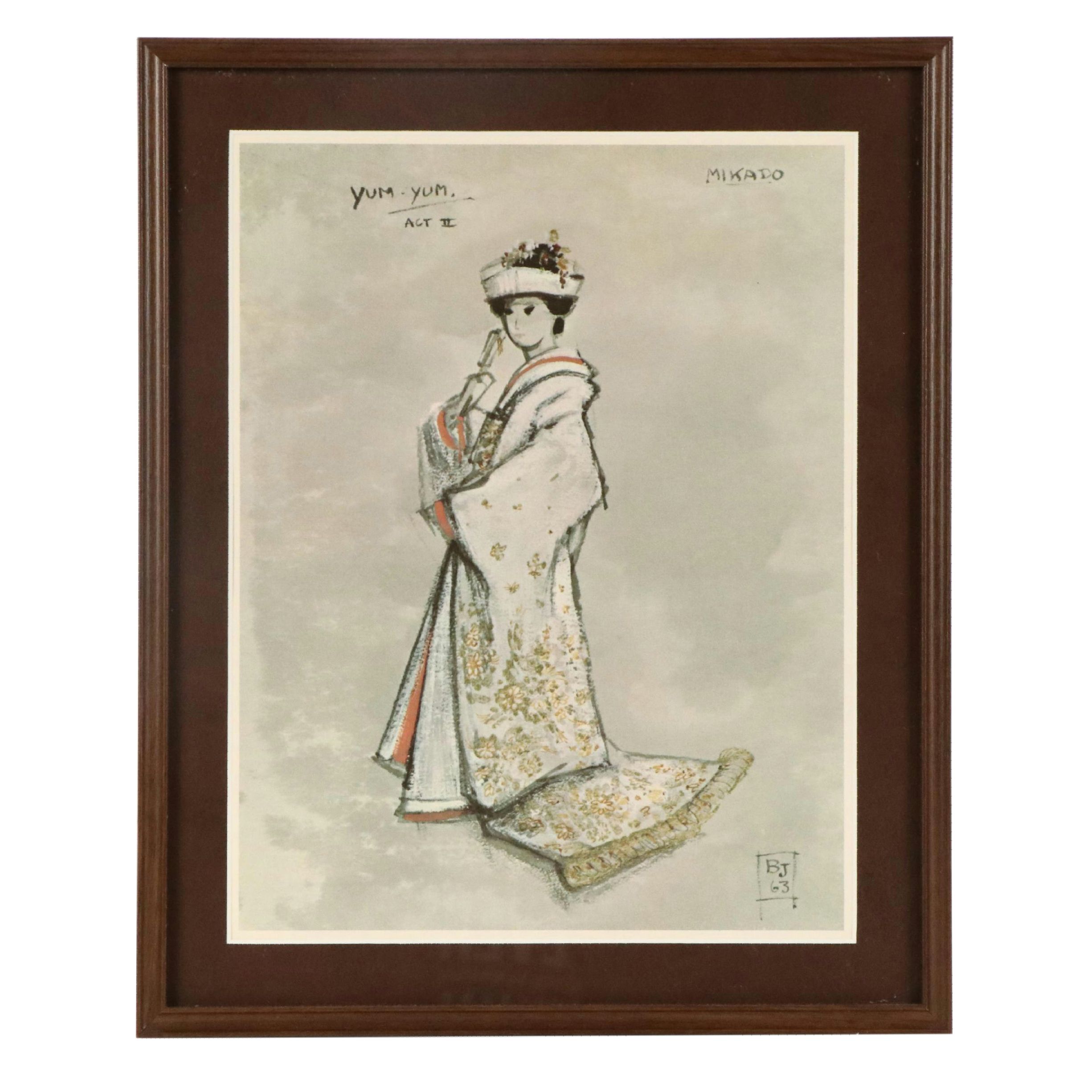 After Brian Jackson Offset Lithograph Costume Design for "The Mikado"