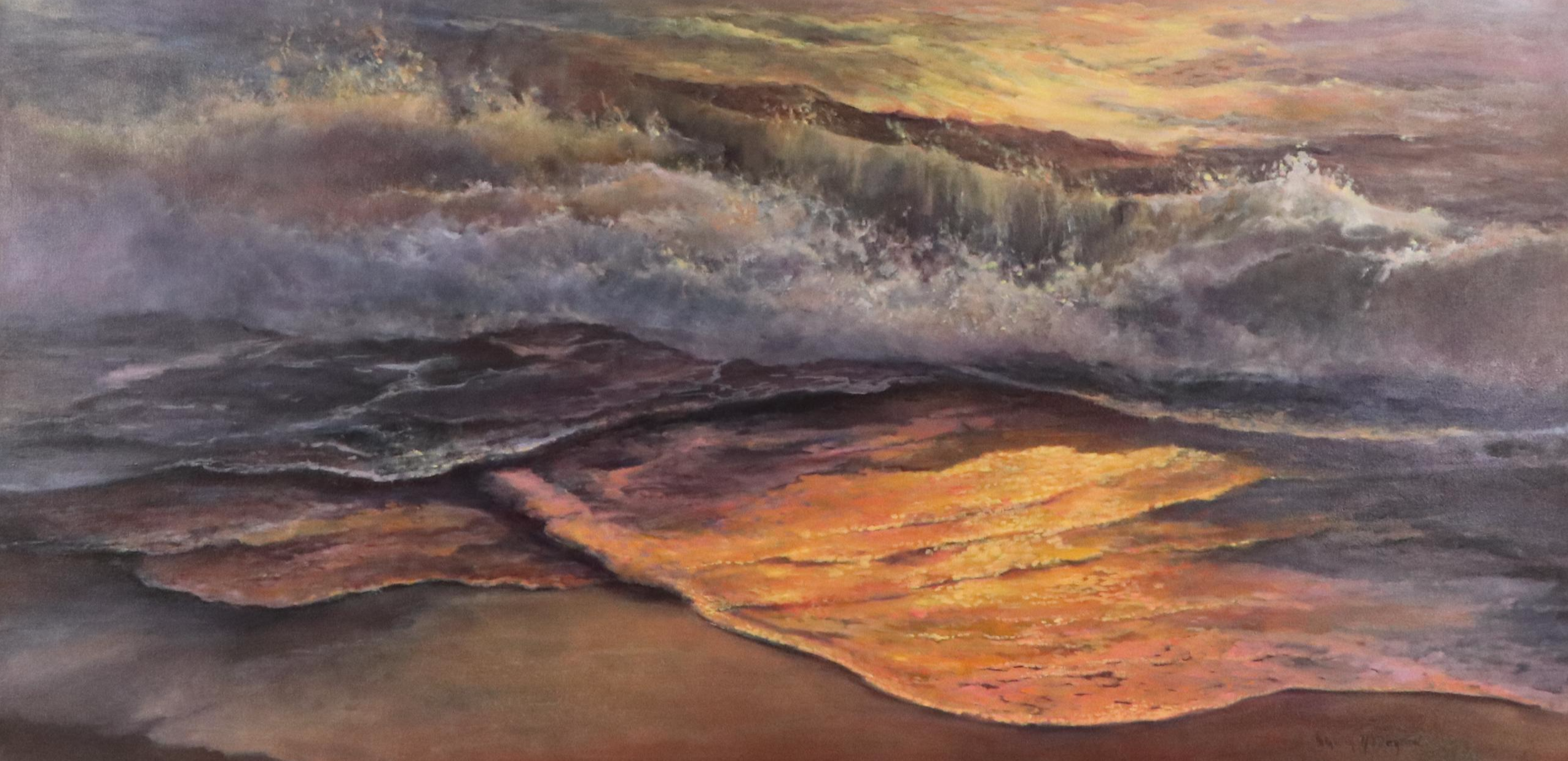 Patricia Everson Oil Painting "Sunset Glow," Late 20th Century