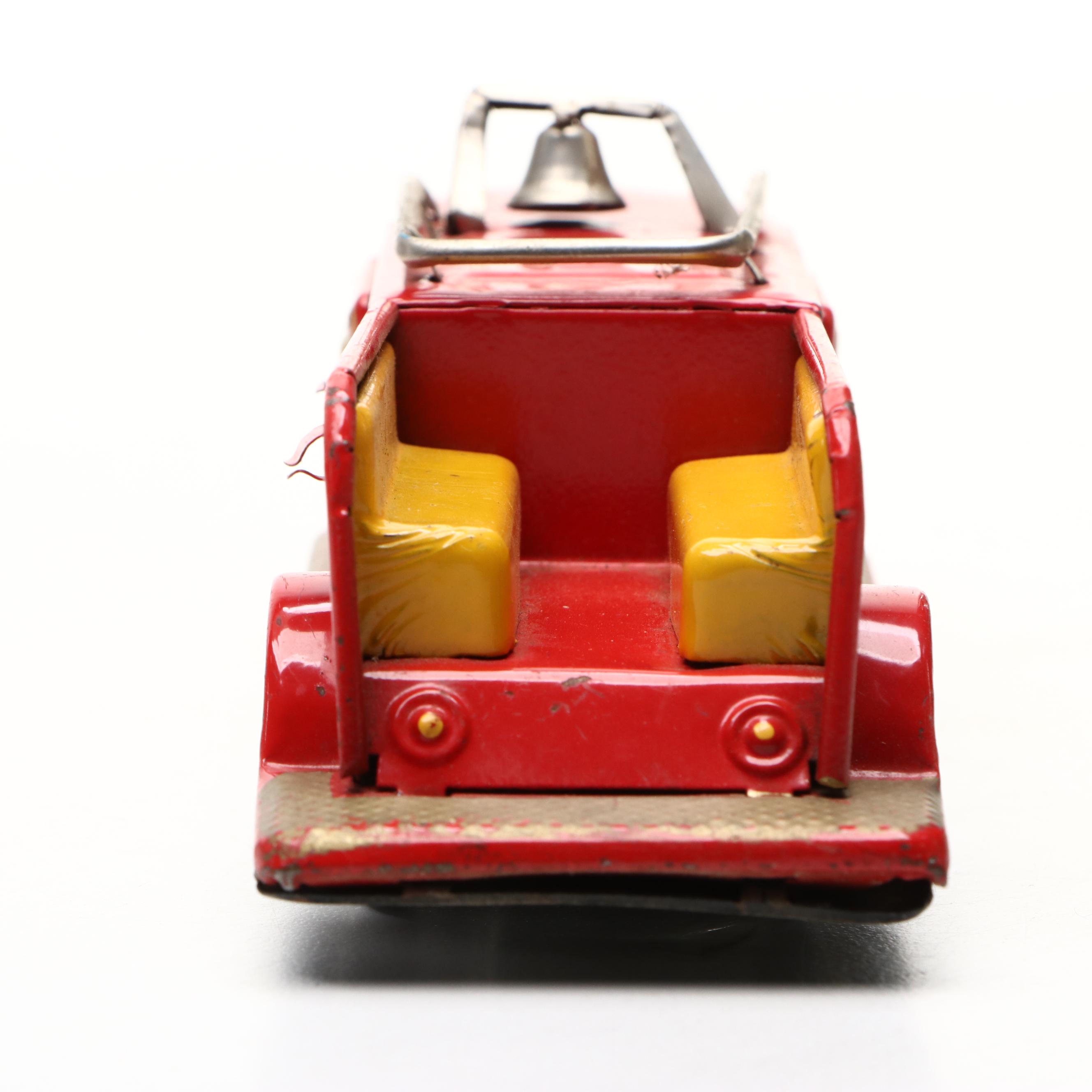 Modern Toys "Pigeon World Line" Toy Bus with Firetrucks, Mid-20th Century