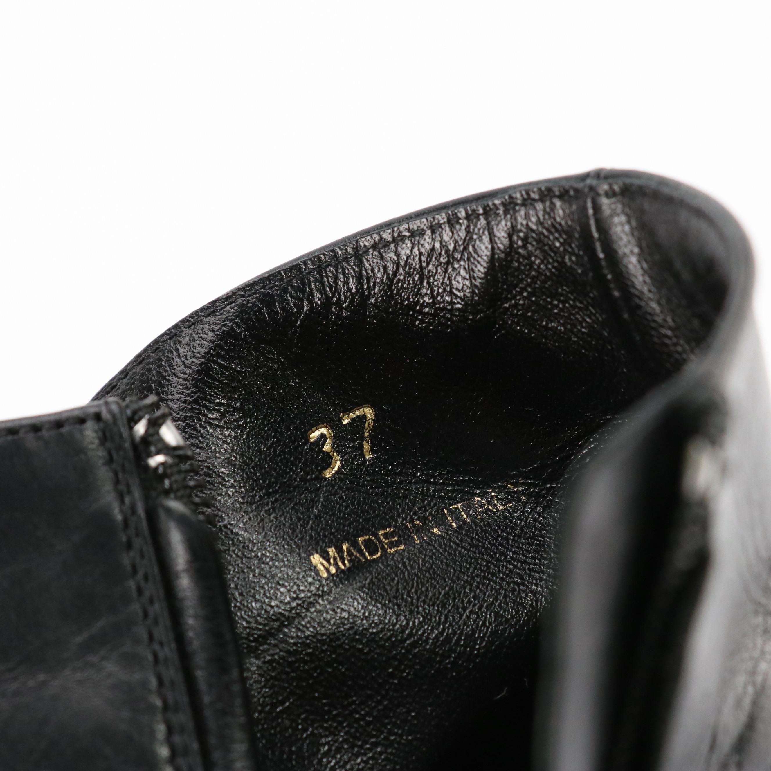 Prada Black Leather Pointed-Toe Ankle Booties Boots