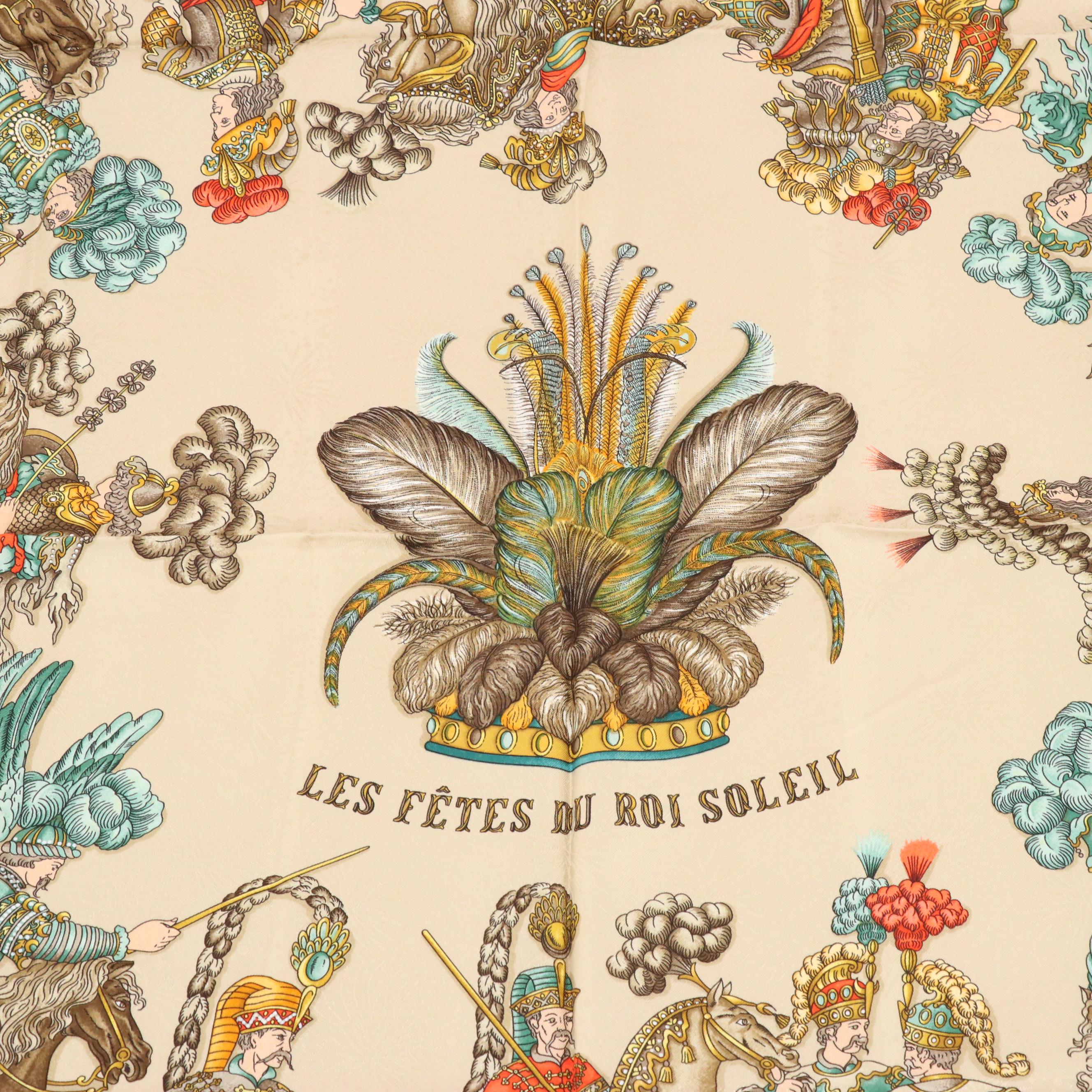 Hermés "Les Fêtes du Roi Soleil" Scarf 90 in Silk Fireworks Jacquard