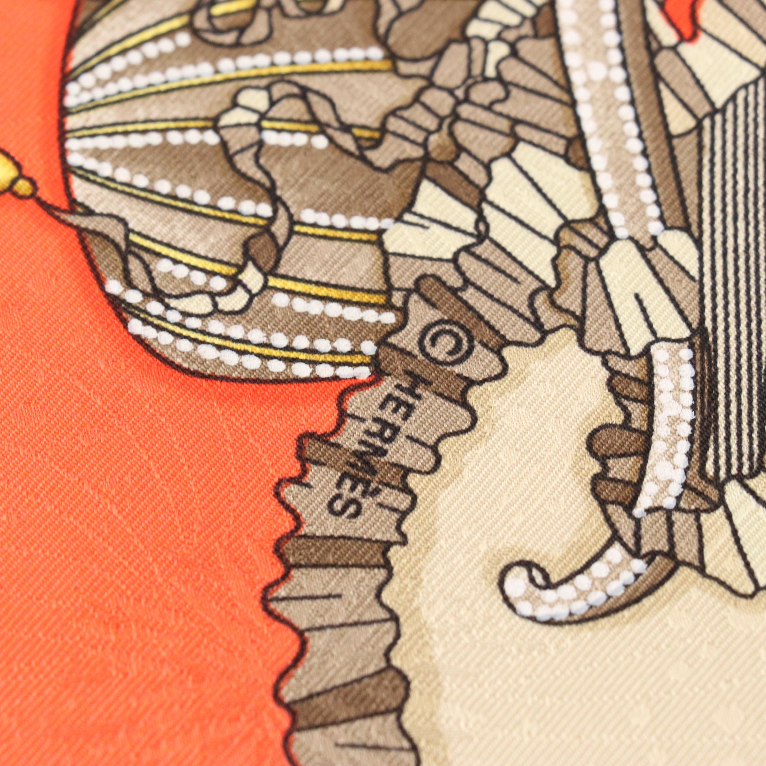 Hermés "Les Fêtes du Roi Soleil" Scarf 90 in Silk Fireworks Jacquard