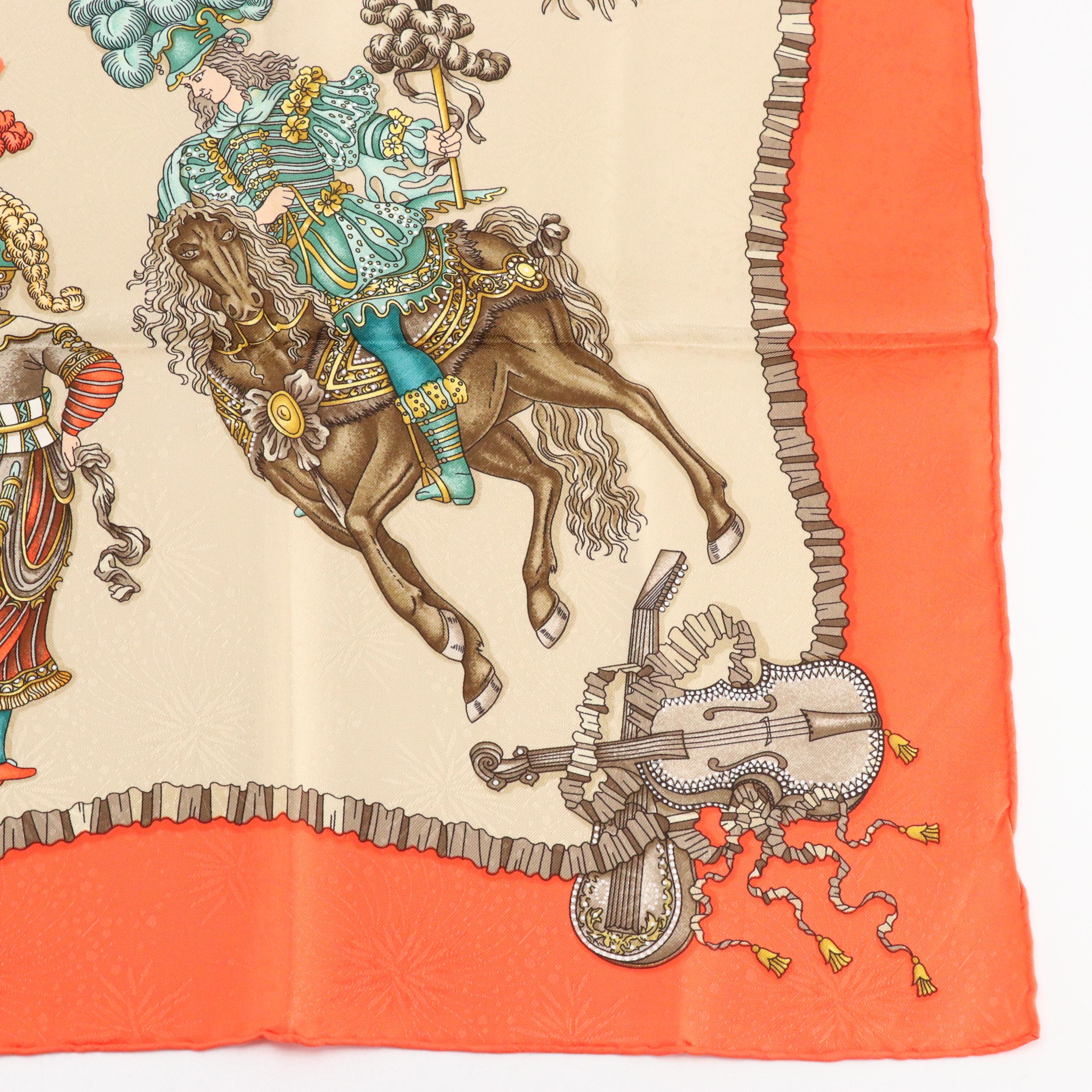 Hermés "Les Fêtes du Roi Soleil" Scarf 90 in Silk Fireworks Jacquard