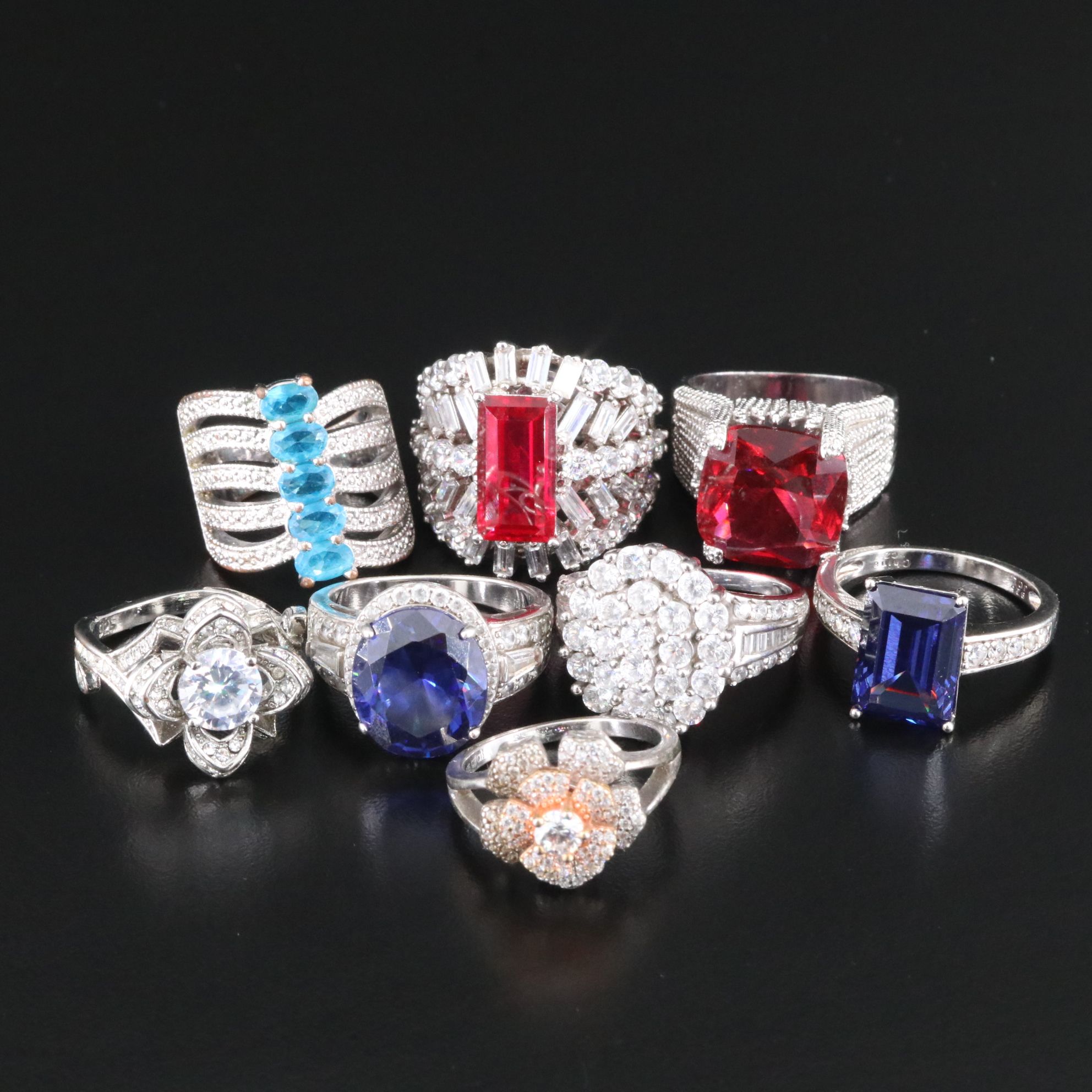 Sterling, Ruby and Sapphire Featured in Ring Collection