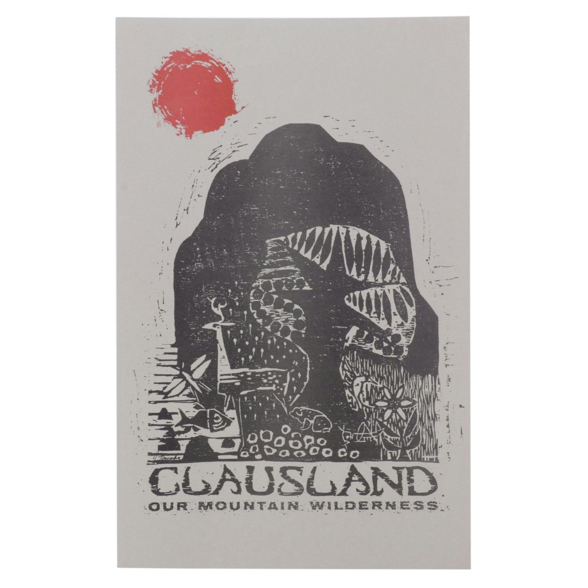 Jim Tanaka Japonisme Woodblock Print "Clausland Mountain", Mid-20th Century