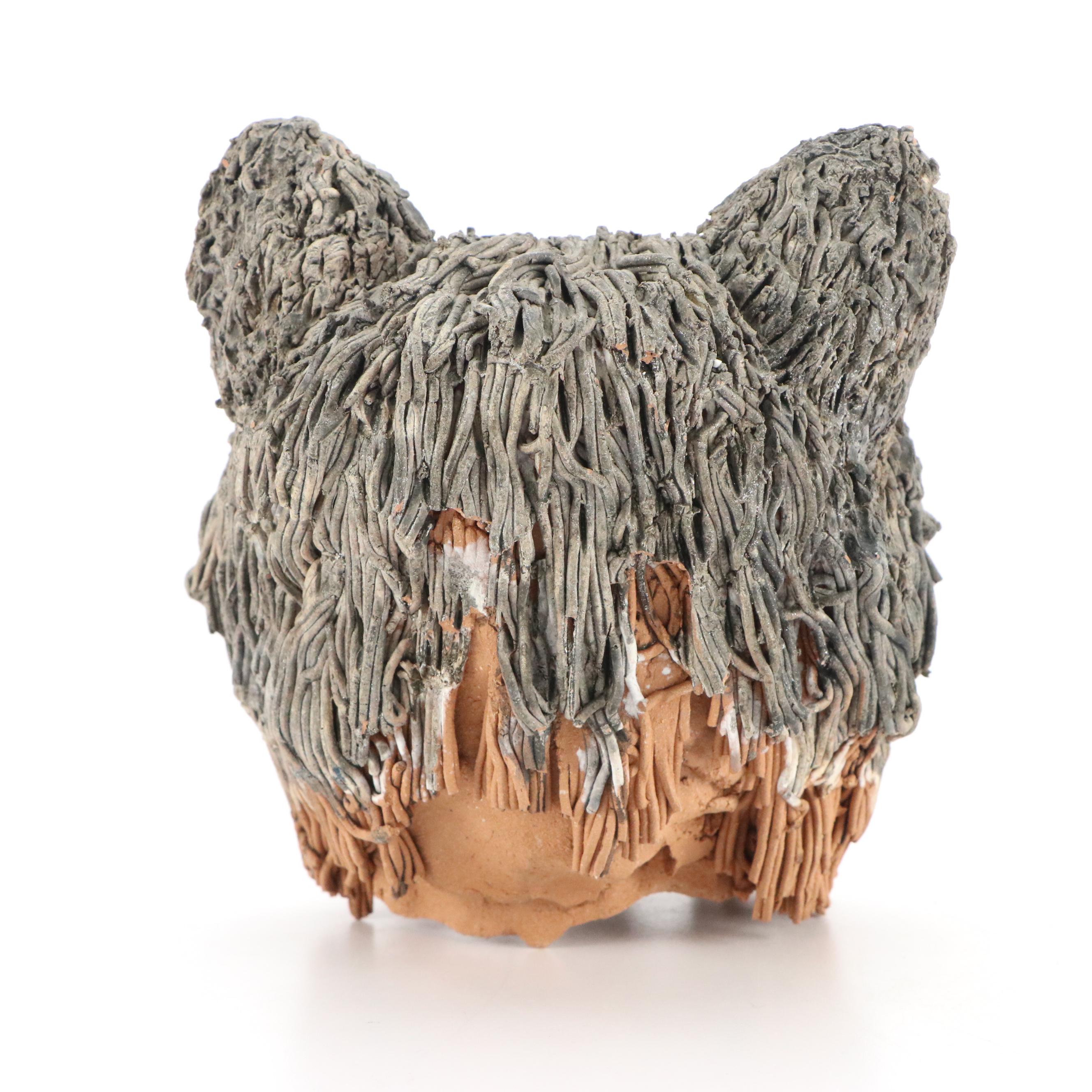 Handmade Textured Ceramic Wolf Head