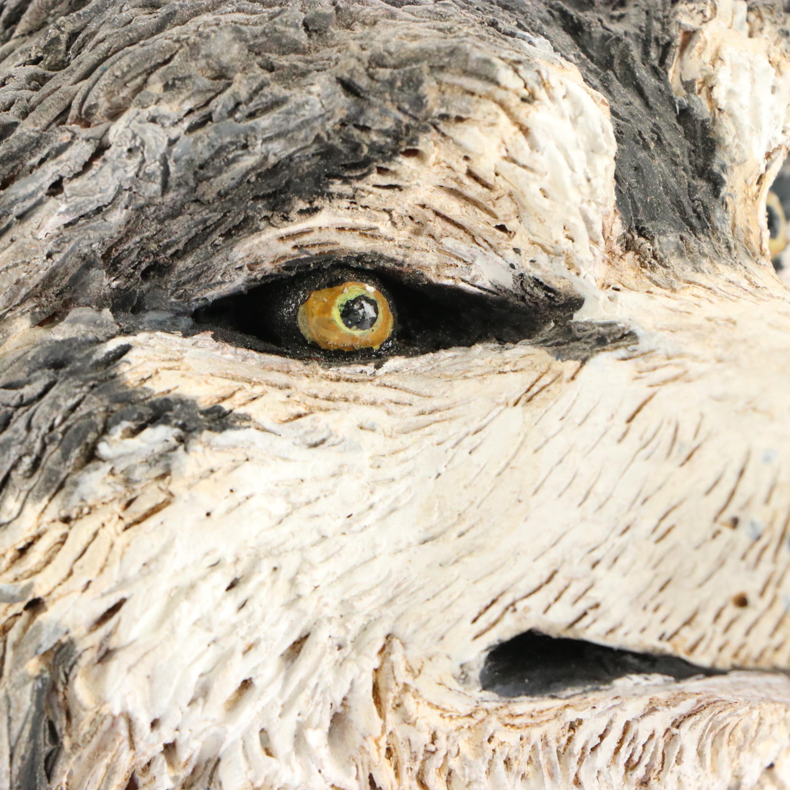 Handmade Textured Ceramic Wolf Head